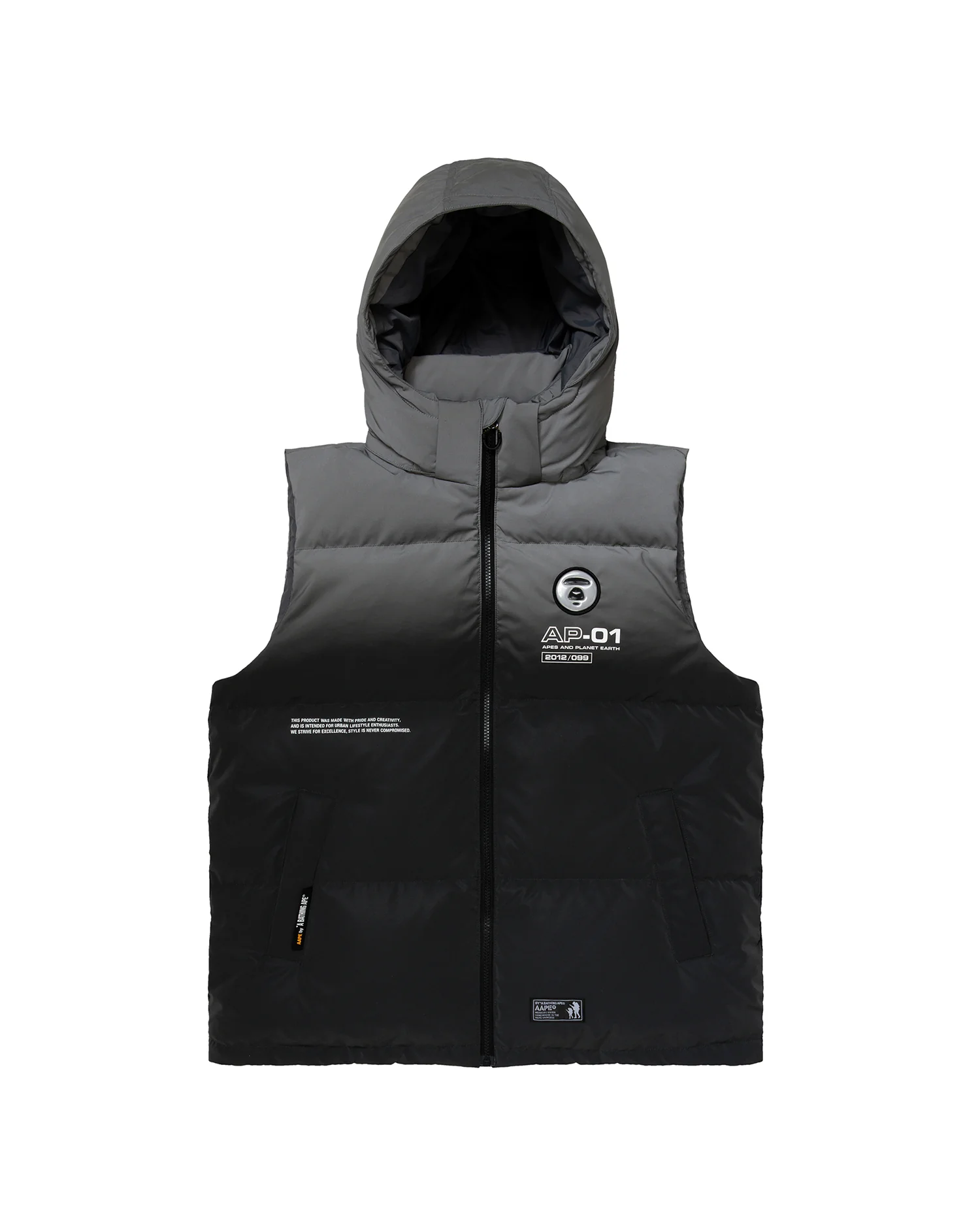 Moonface hooded gradient down vest