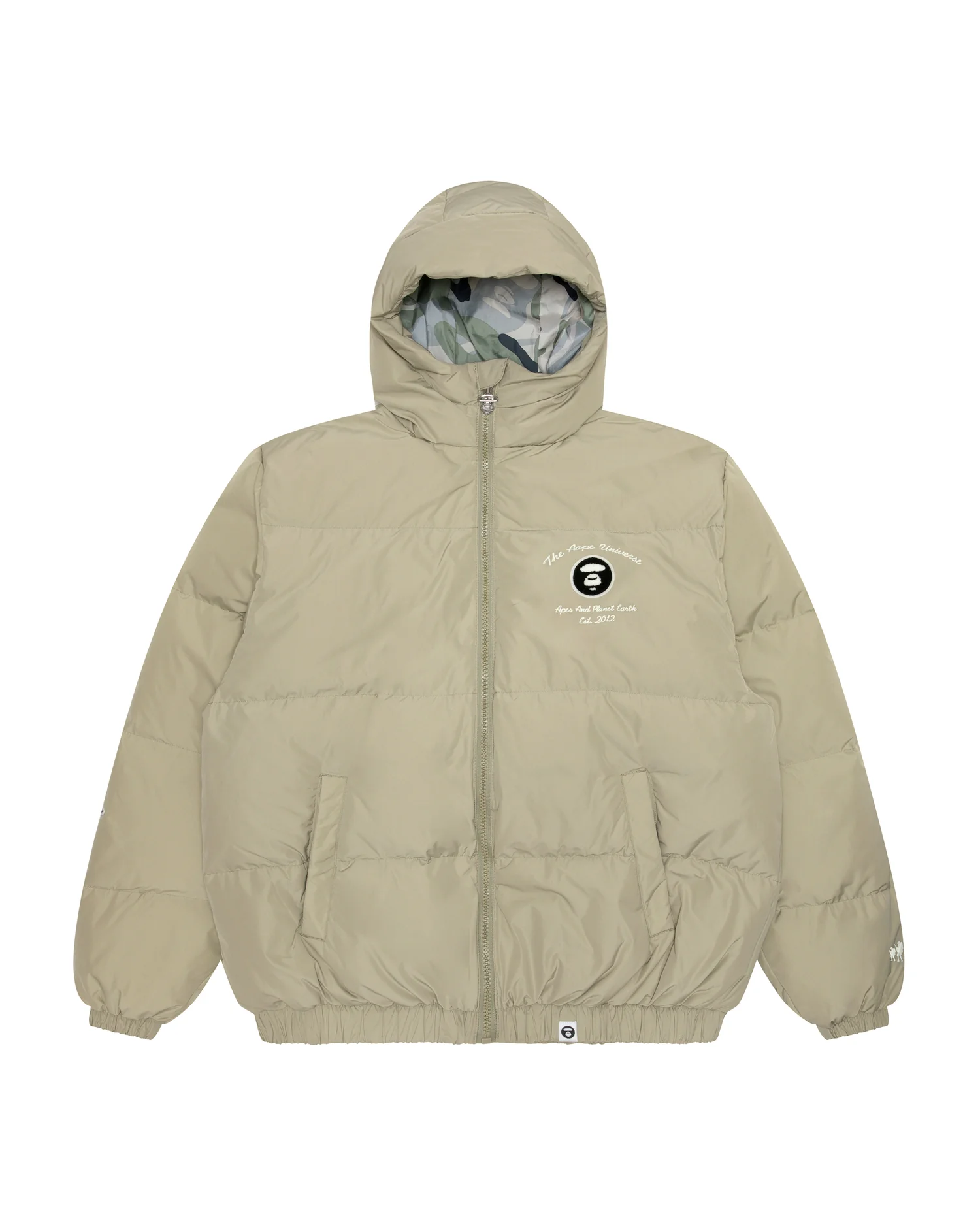 Moonface embroidered hooded down jacket