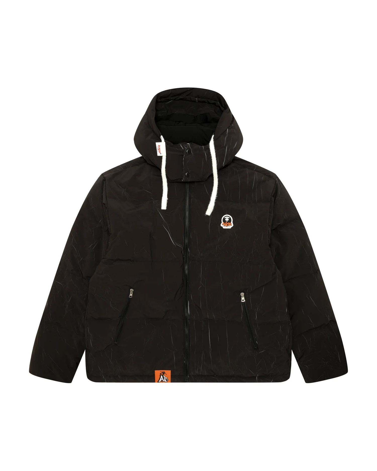 Moonface logo camo hooded puffer jacket