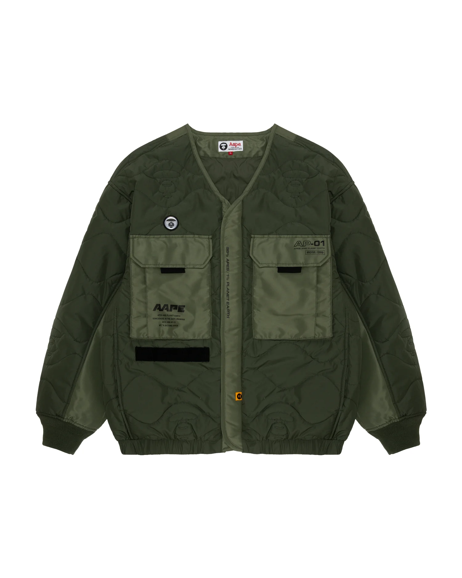 Moonface quilted V-neck jacket