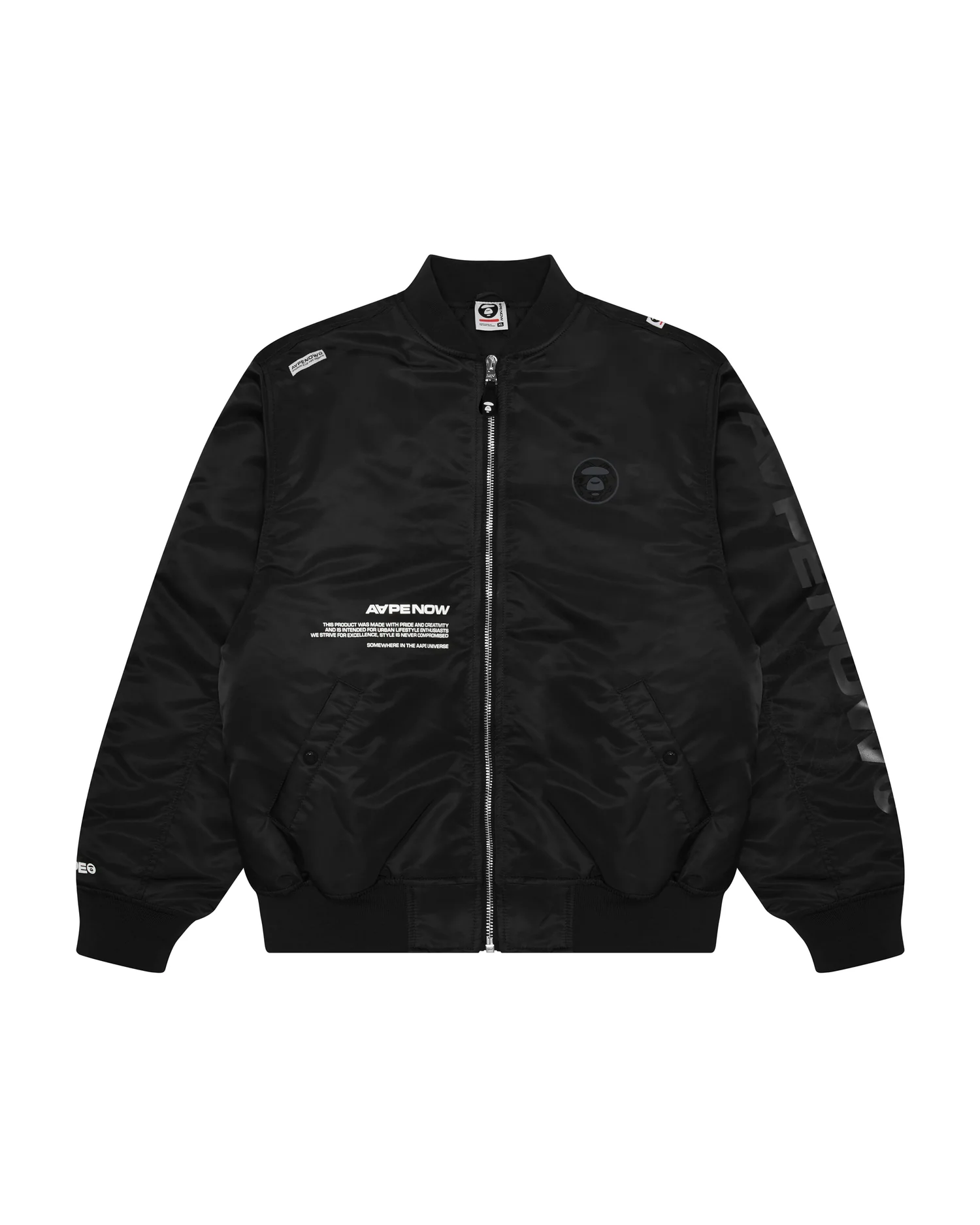 Moonface patch zip-up bomber
