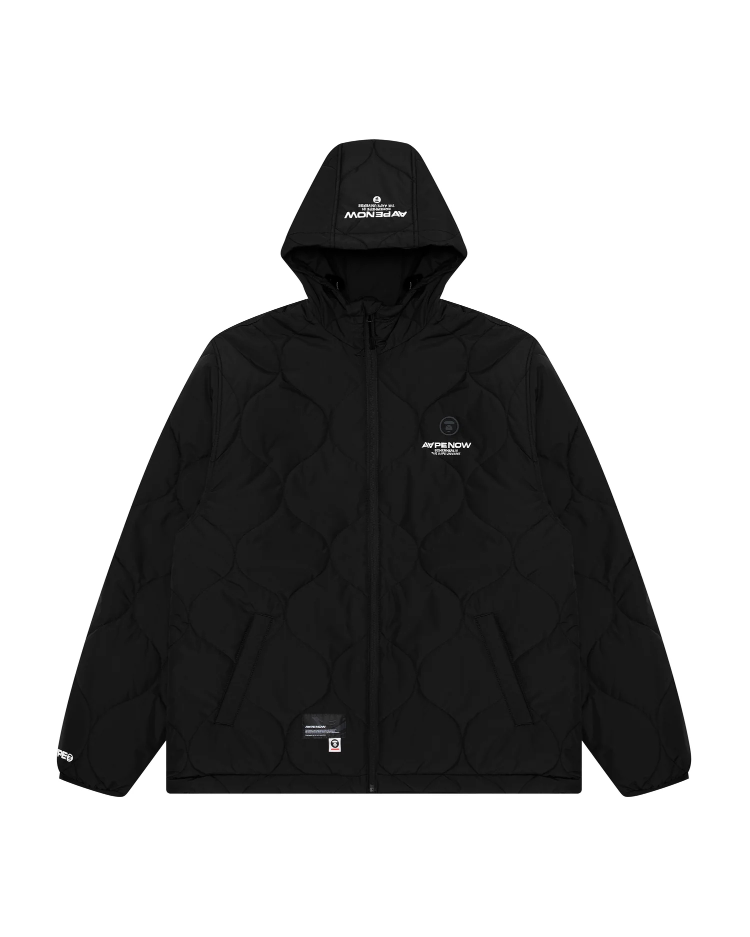 Moonface patch hooded quilted jacket