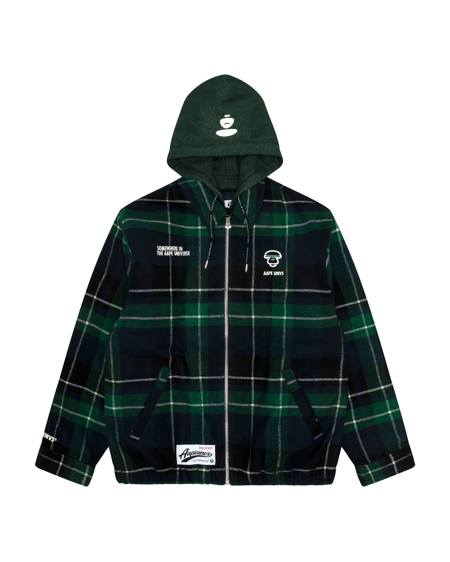 Moonface patch plaid zip hoodie - Image 6