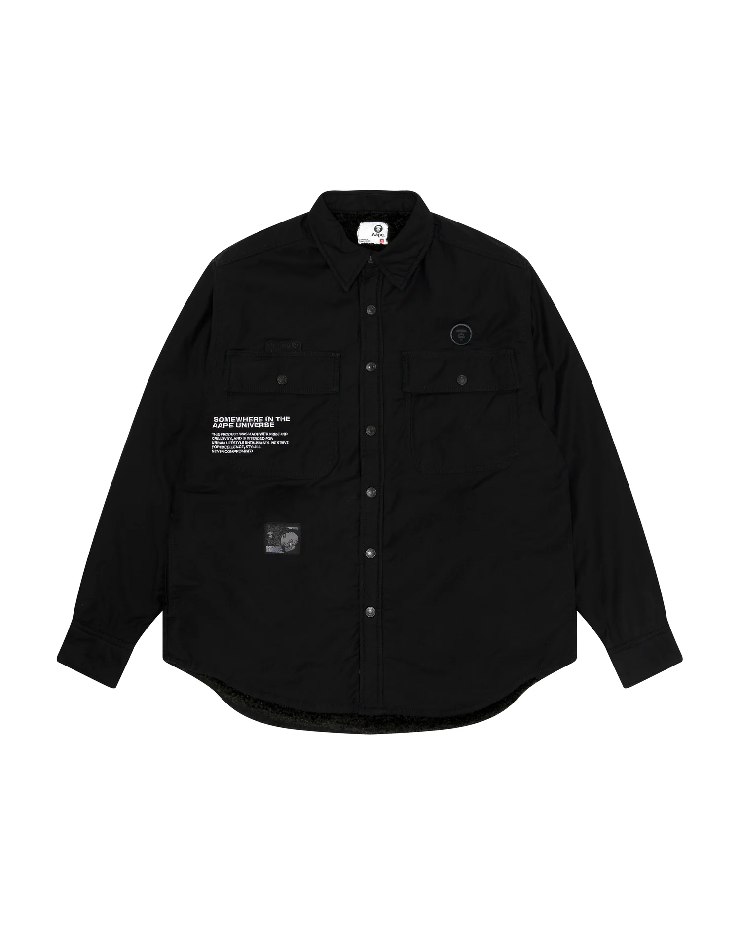Moonface patch shirt jacket