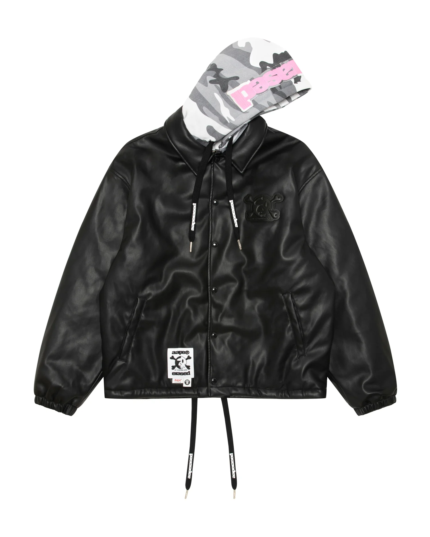 X erased hooded leather jacket
