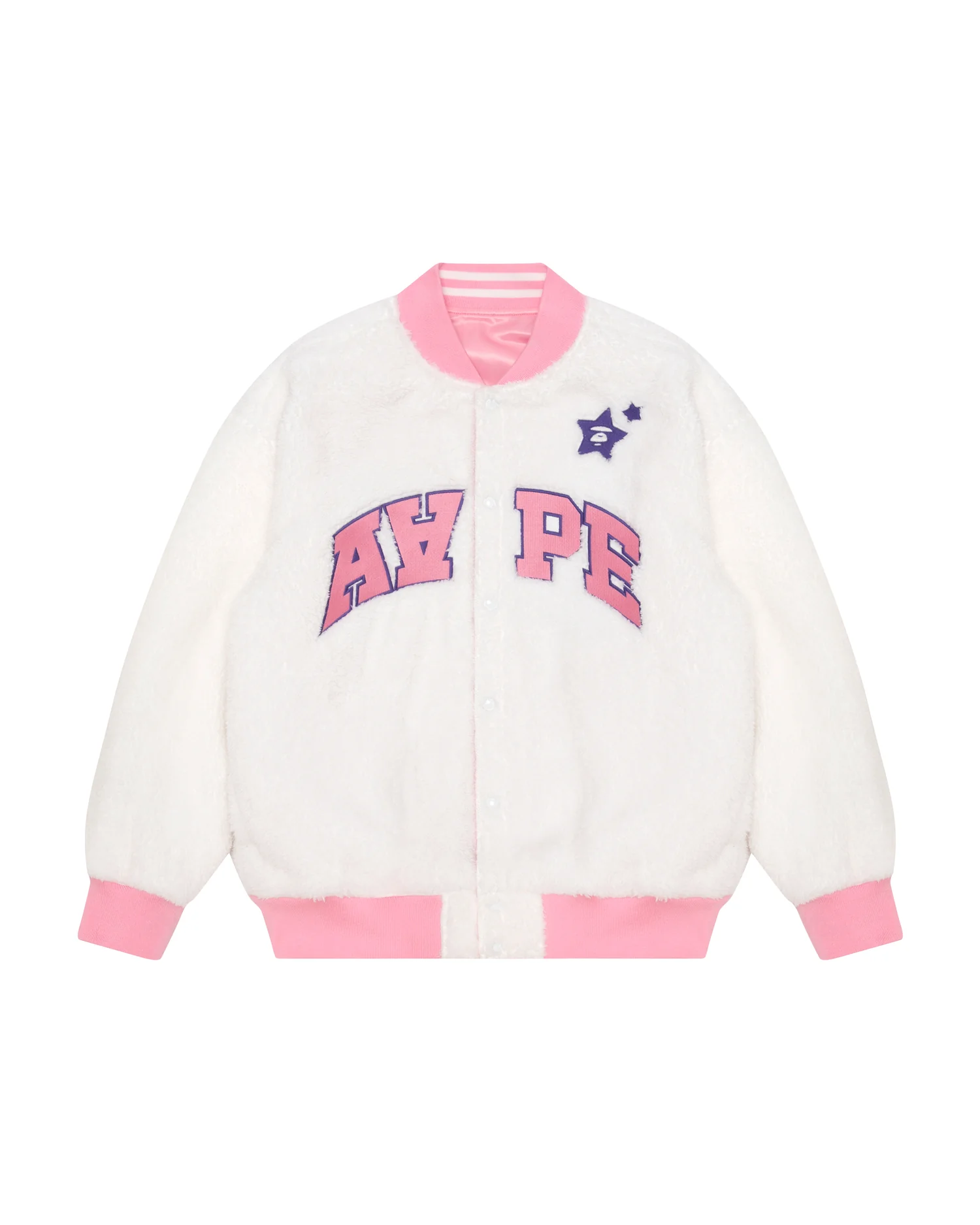 Moonface reversible fleece relaxed baseball jacket - Image 10