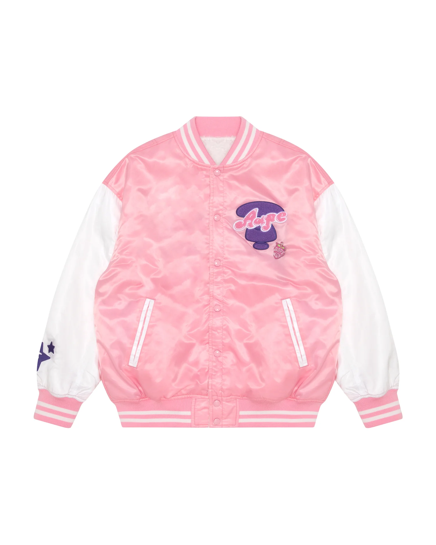 Moonface reversible fleece relaxed baseball jacket - Image 8