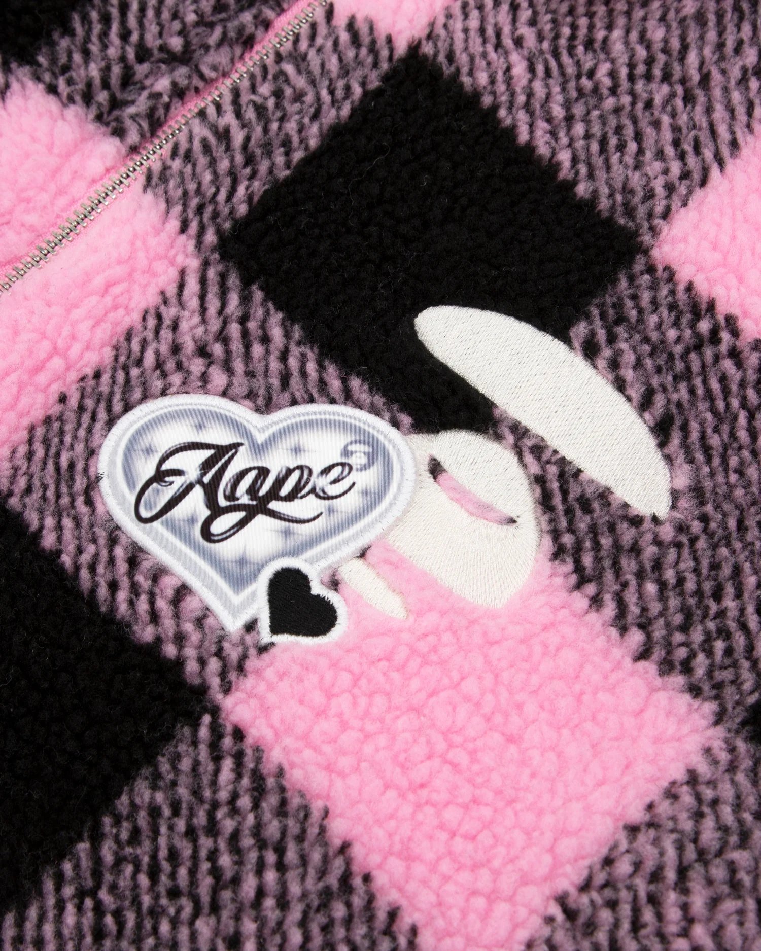 Moonface plaid fleece zip jacket - Image 3