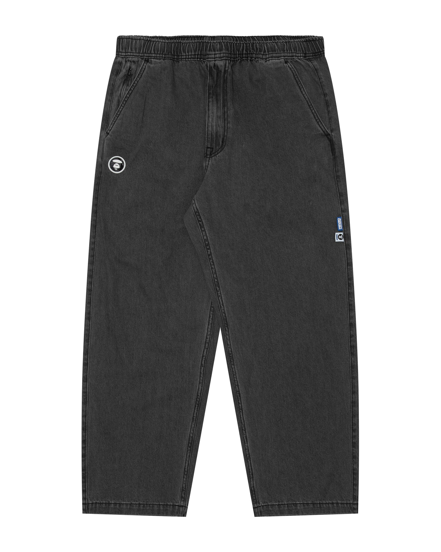 Moonface patch relaxed denim pants
