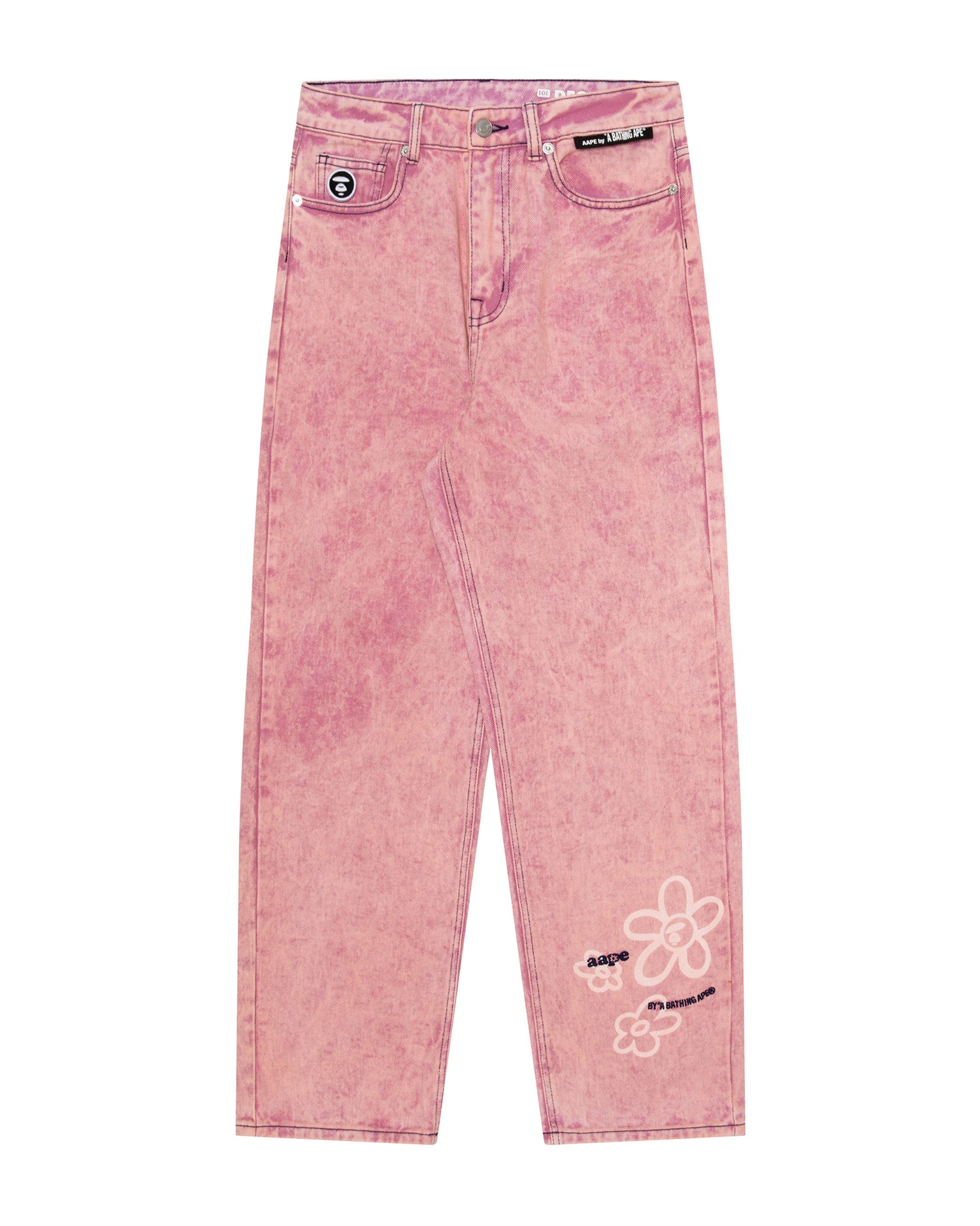 Moonface patch relaxed jeans