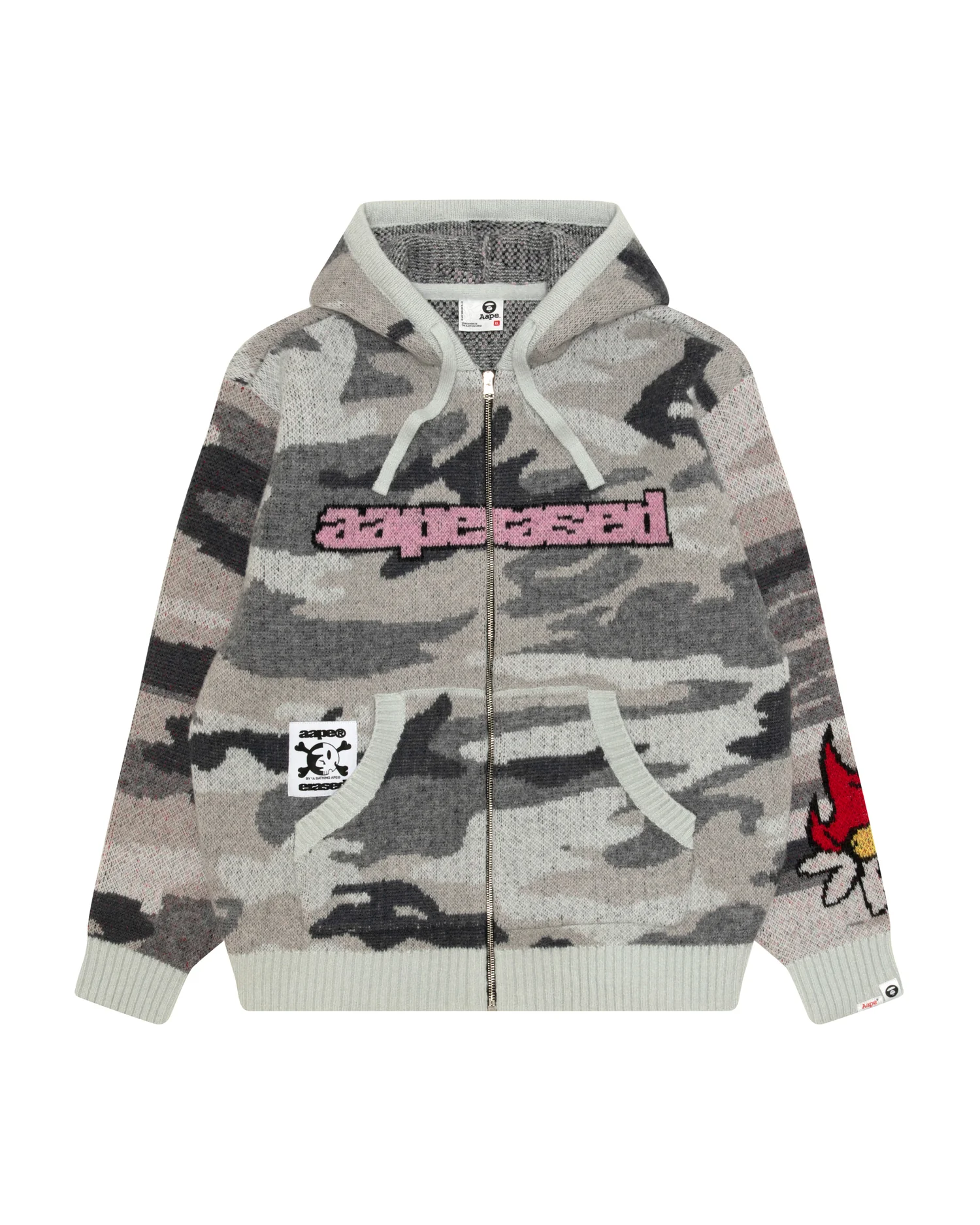 X Erased camo knit hoodie