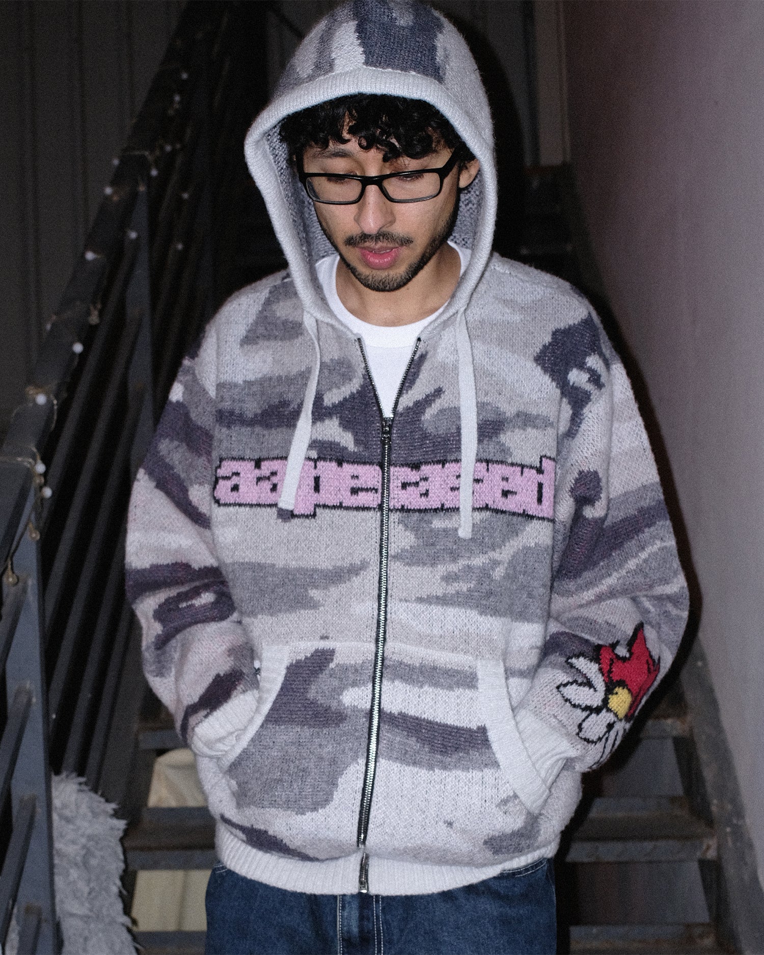 X Erased camo knit hoodie - Image 2