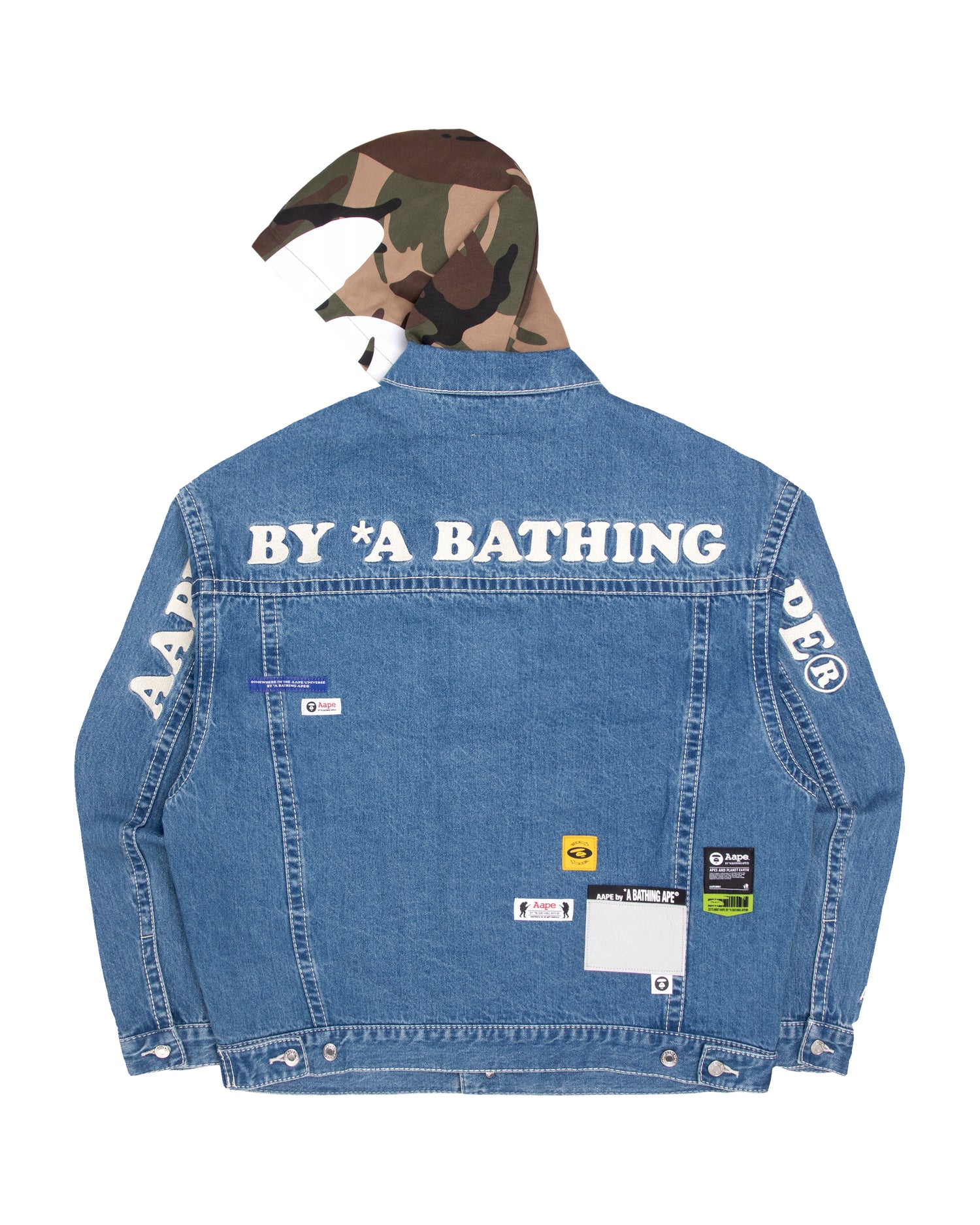 Moonface panelled hooded denim jacket - Image 2