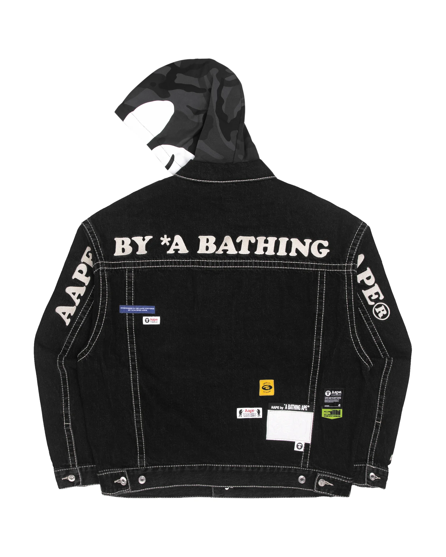 Moonface panelled hooded denim jacket - Image 2