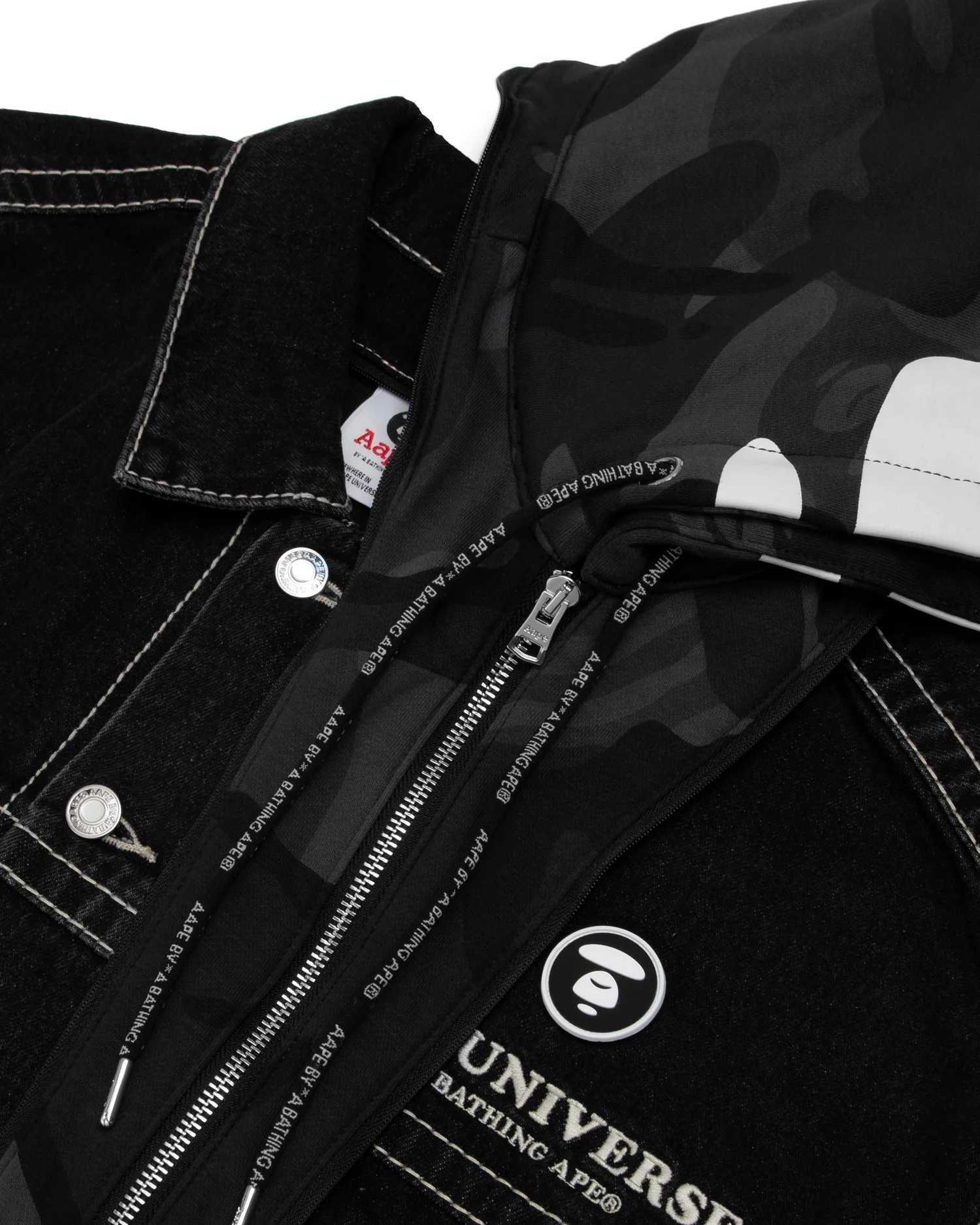 Moonface panelled hooded denim jacket - Image 5