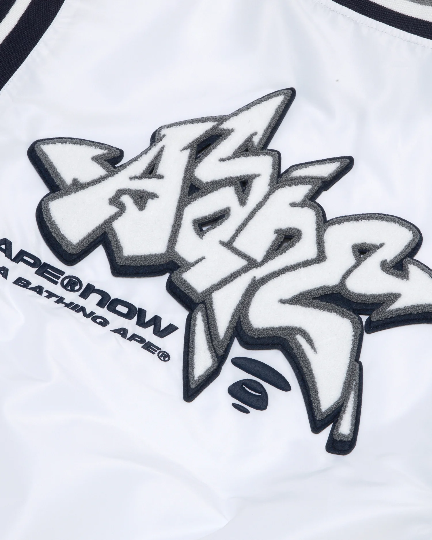 Moonface patch jersey baseball jacket - Image 13