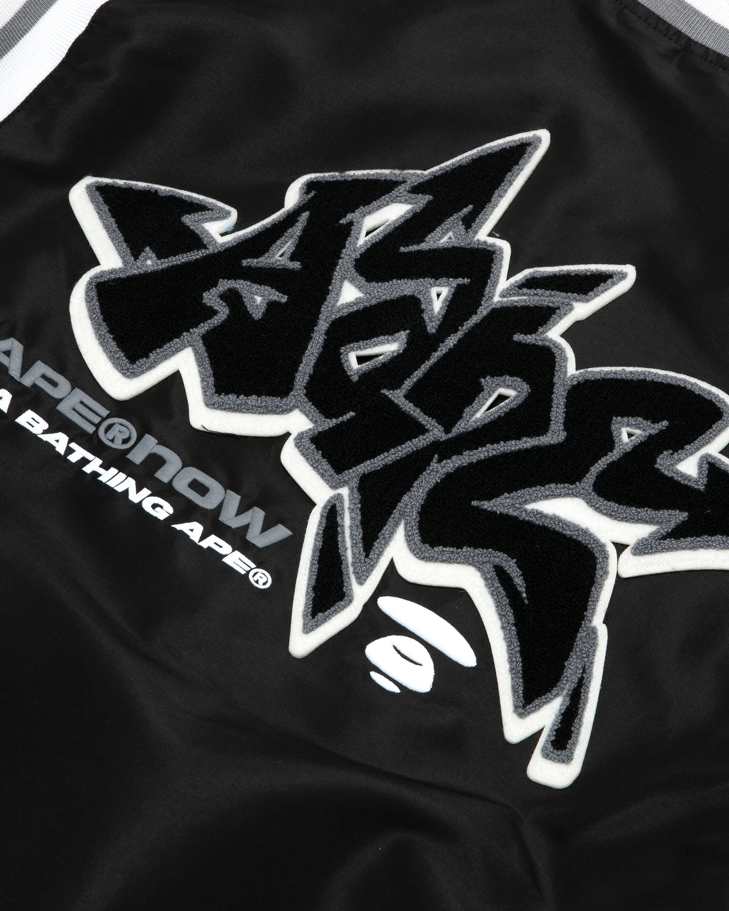 Moonface patch jersey baseball jacket - Image 3