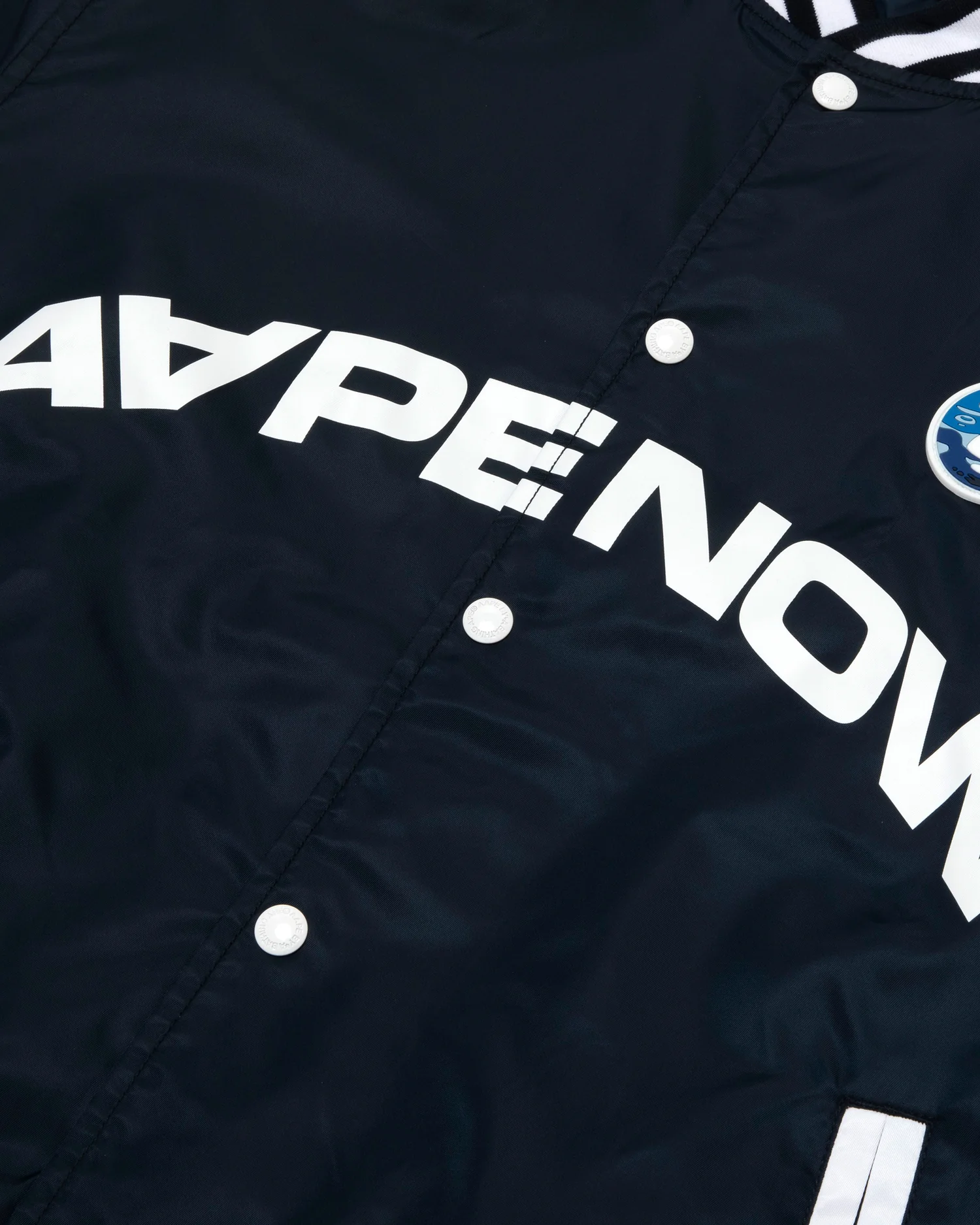 Moonface patch printed baseball jacket - Image 4