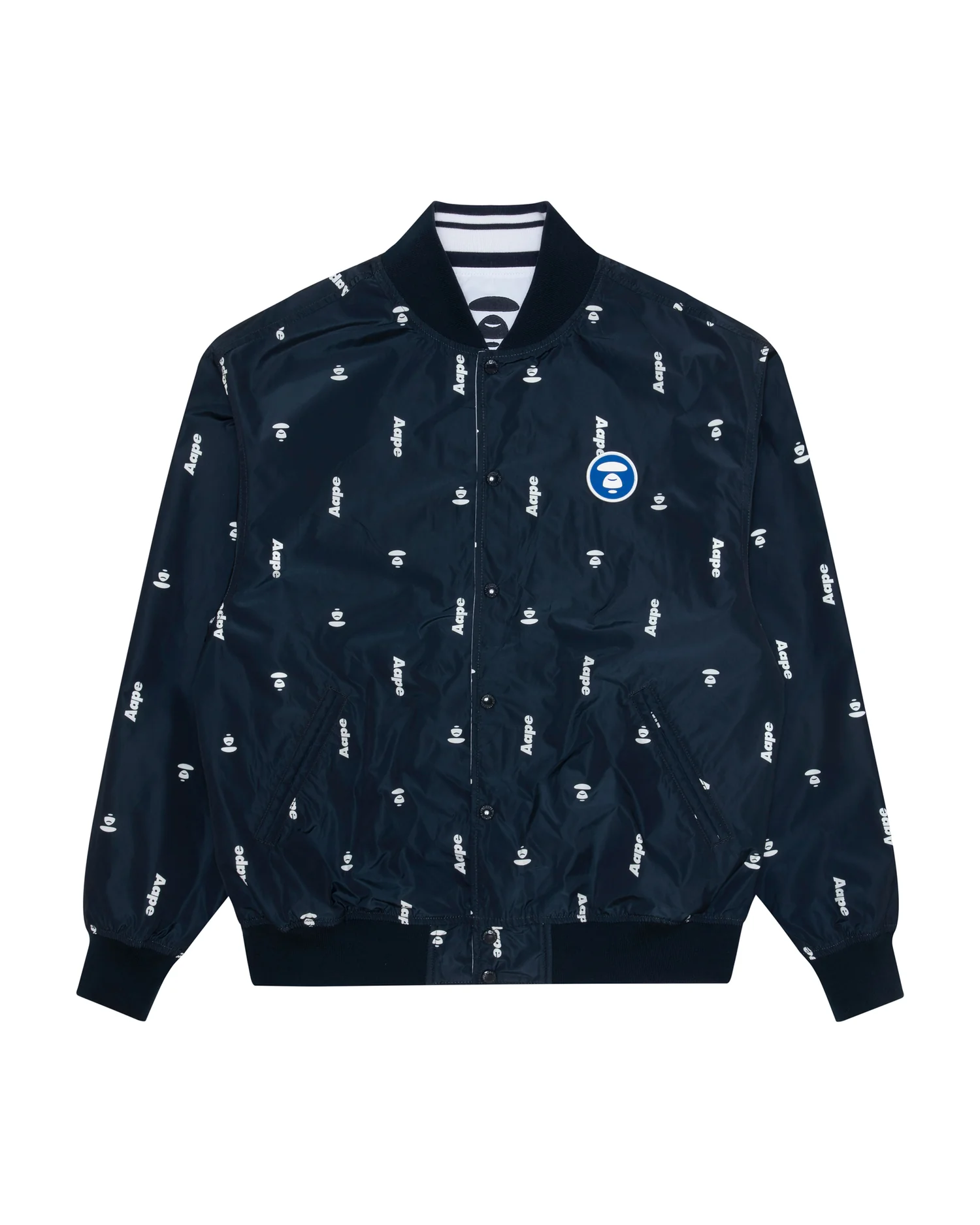 Moonface patch reversible baseball jacket - Image 17