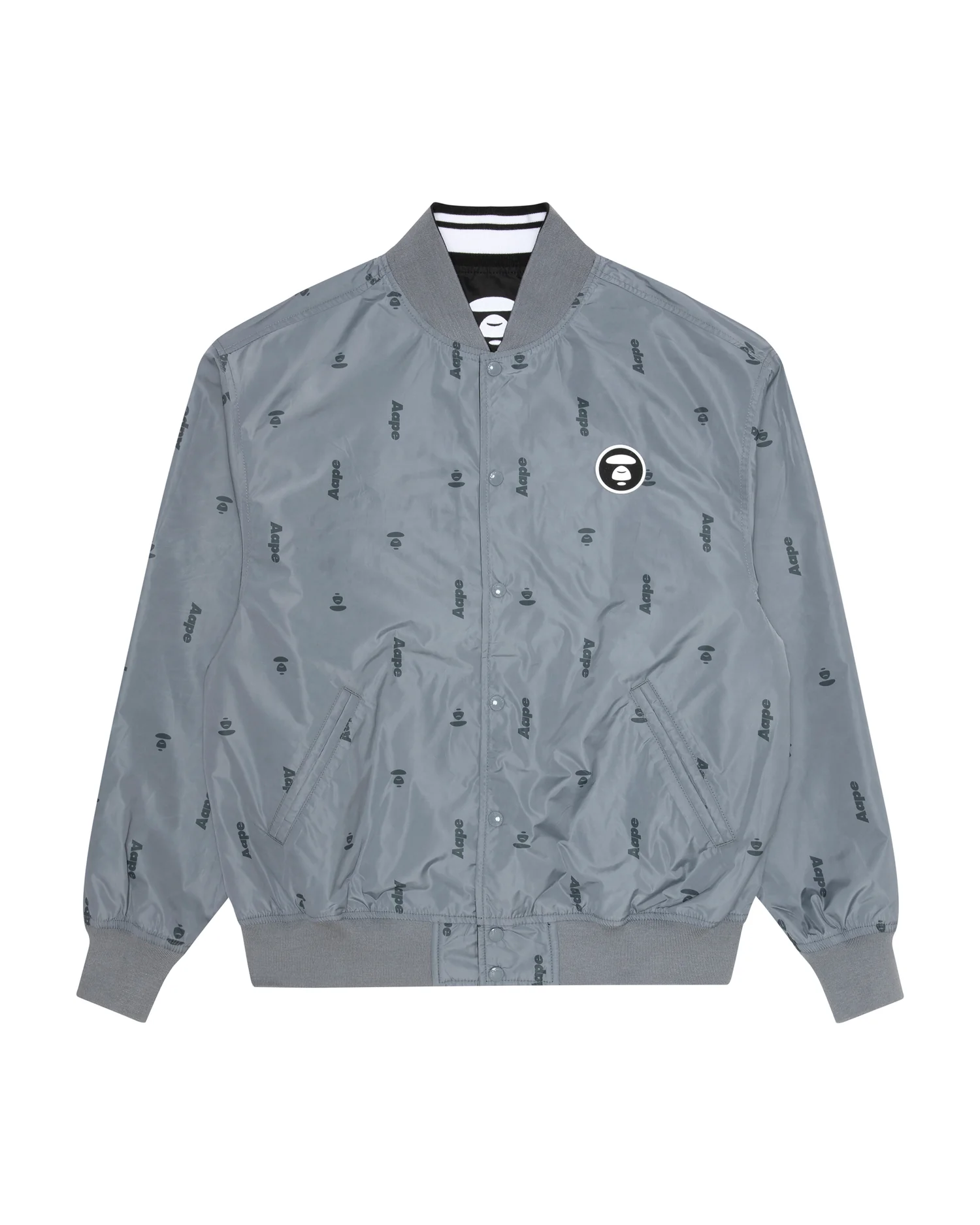 Moonface patch reversible baseball jacket - Image 3