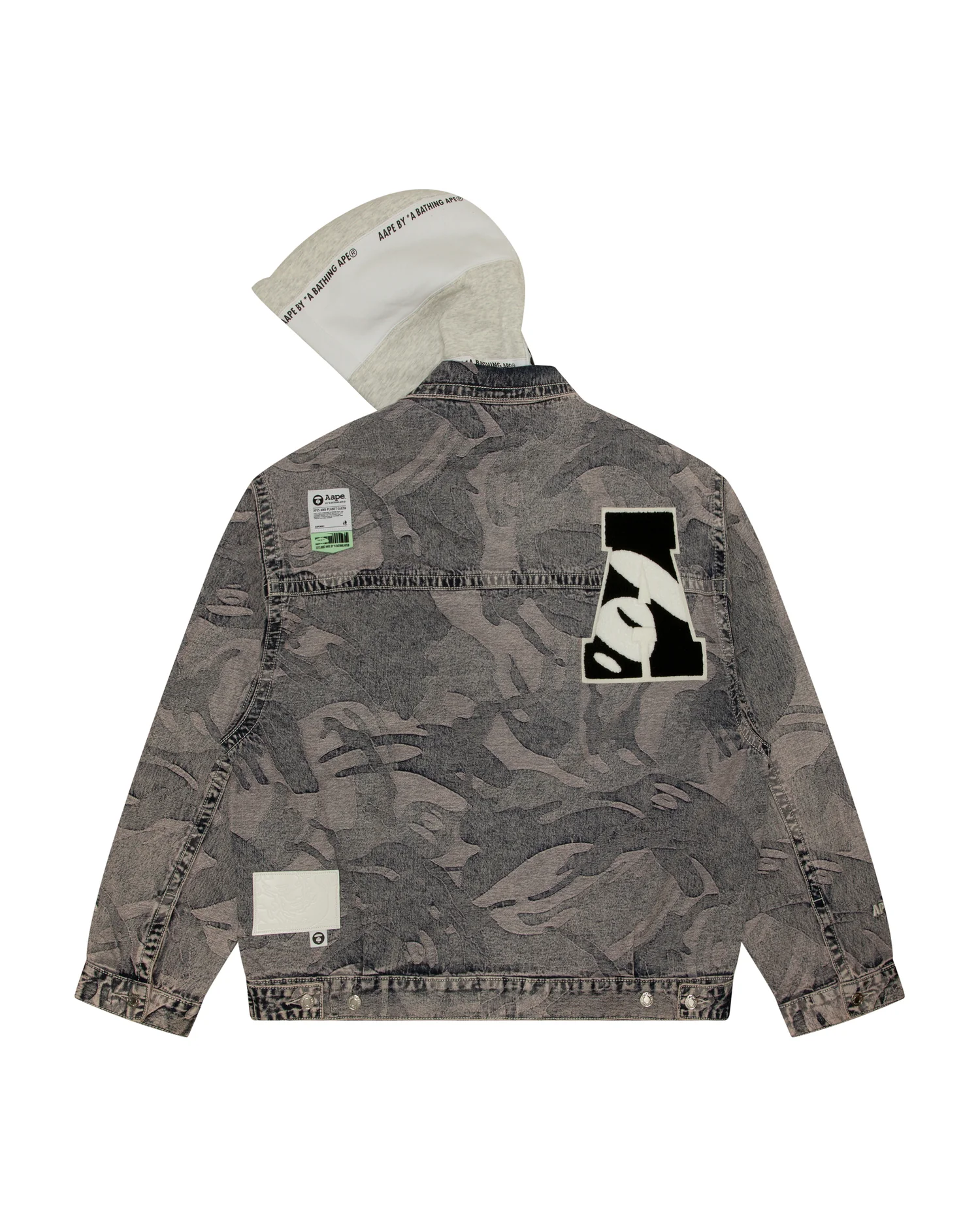 Moonface panelled hooded denim jacket - Image 7