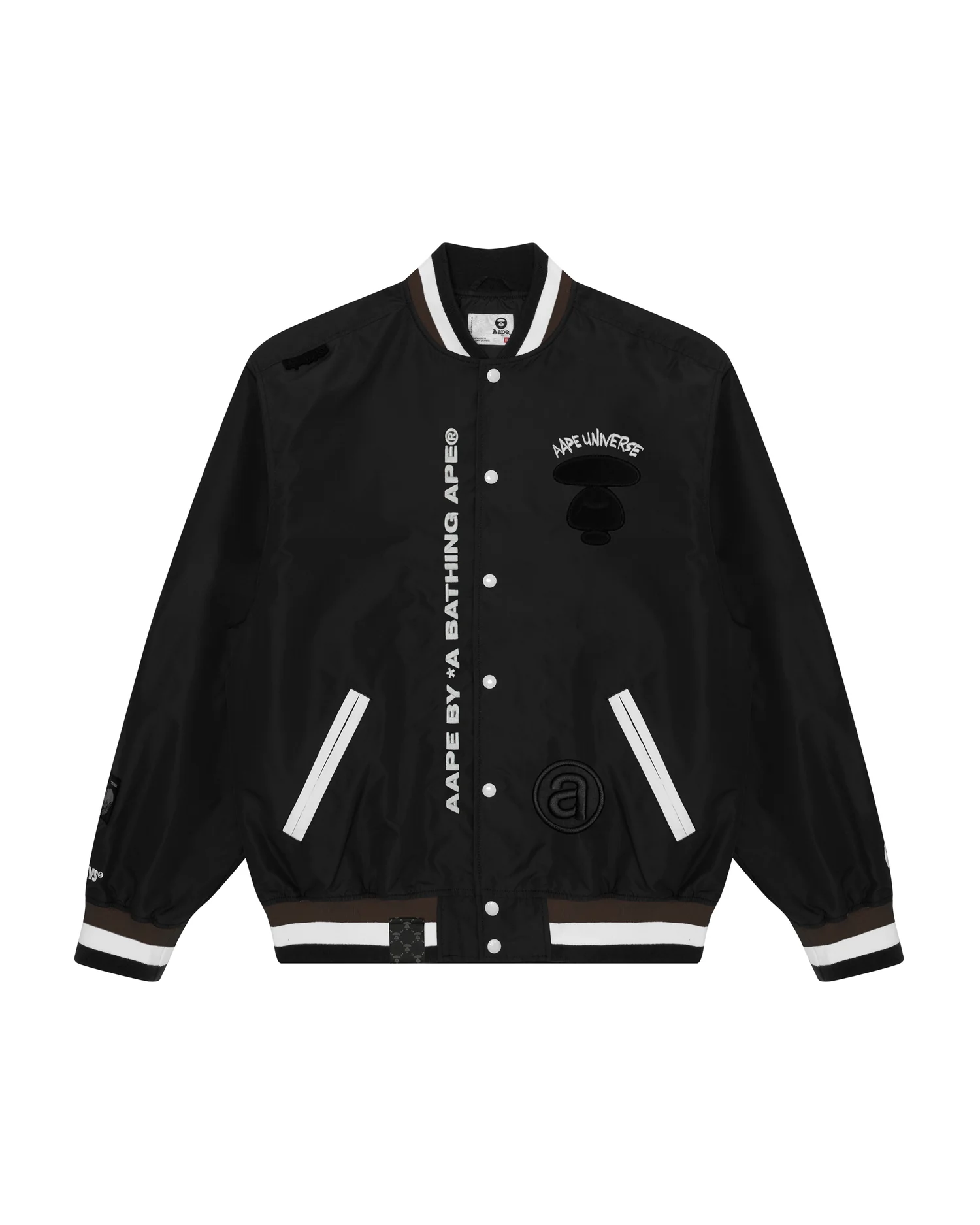 Moonface embroidered baseball jacket