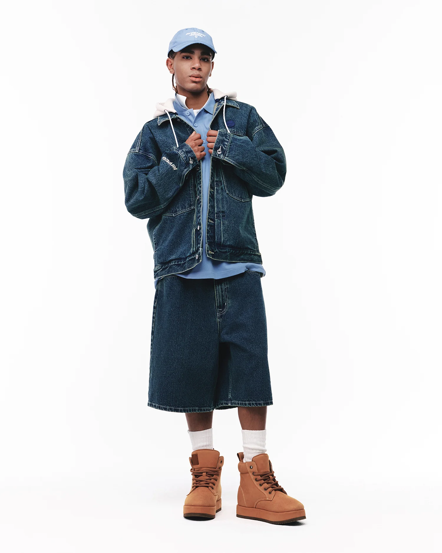 AAPENOW moonface hooded denim jacket - Image 2