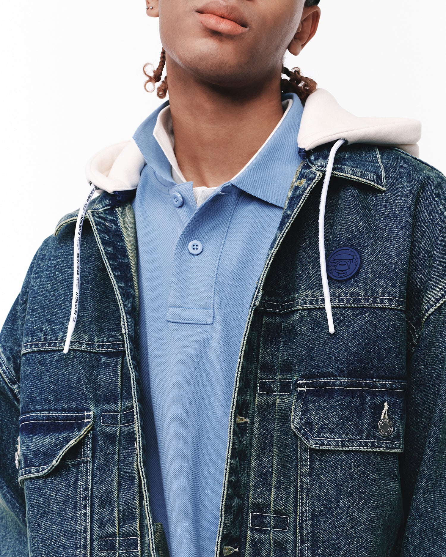 AAPENOW moonface hooded denim jacket - Image 4