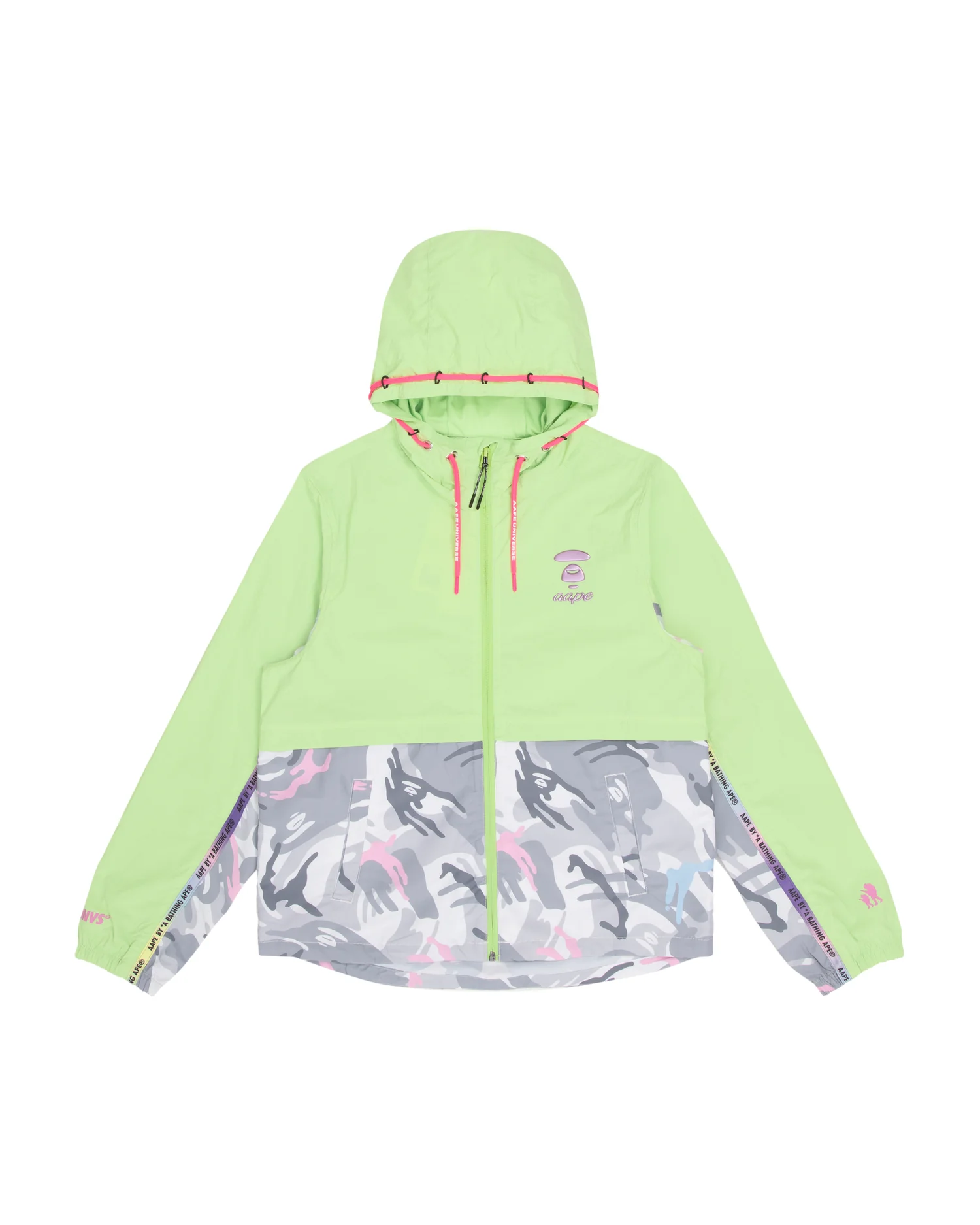 Moonface embossed camo panelled lightweight jacket