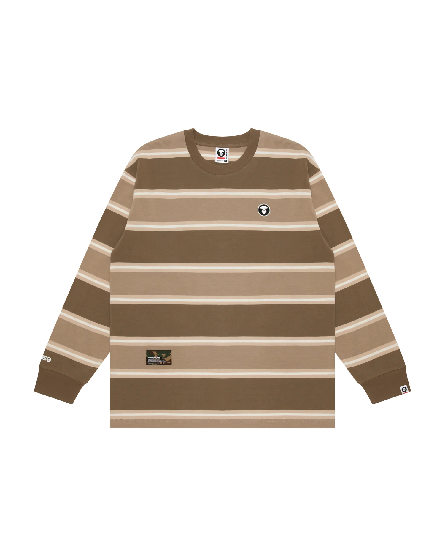 Moonface patch striped long-sleeve tee