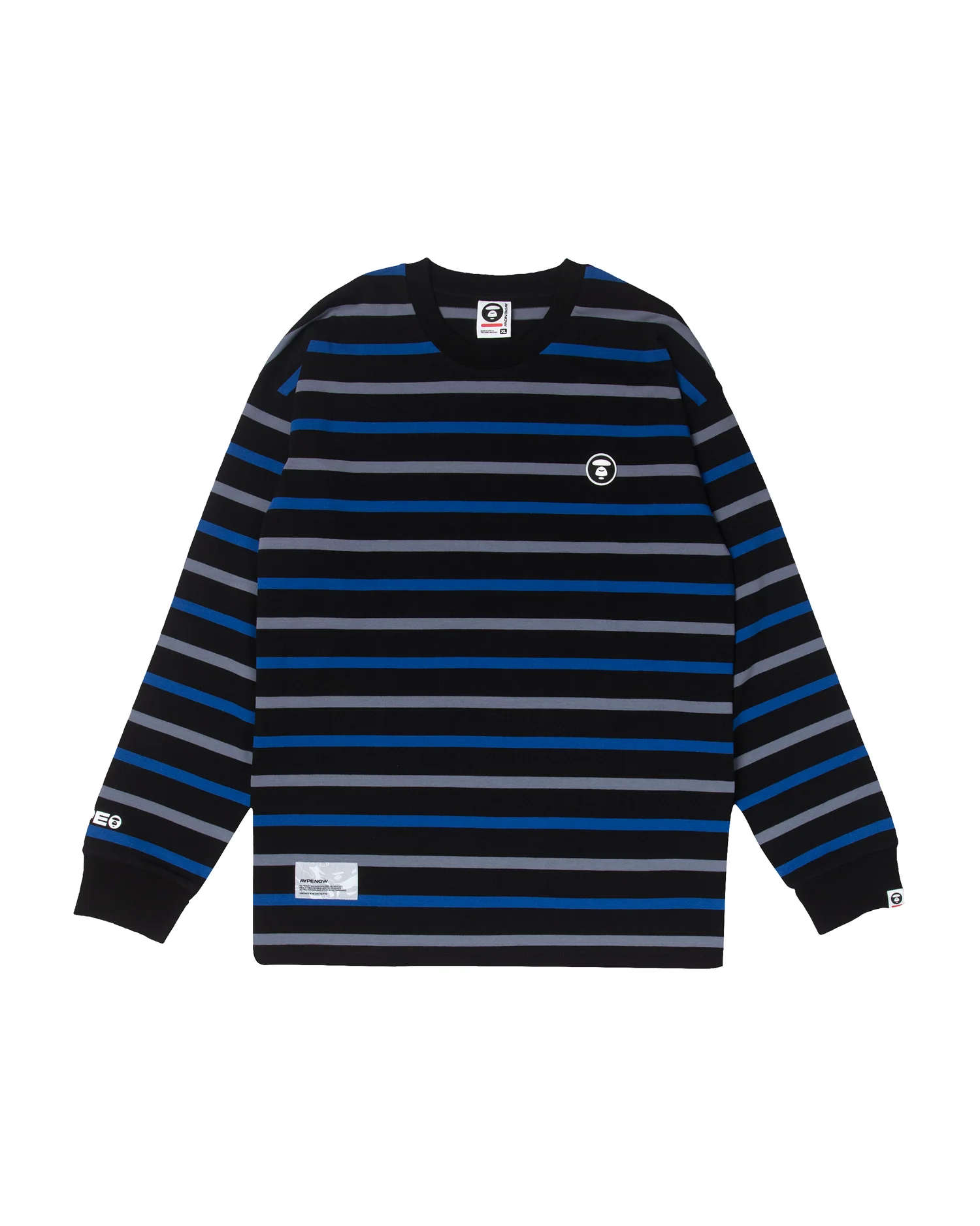 Moonface patch striped long-sleeve tee