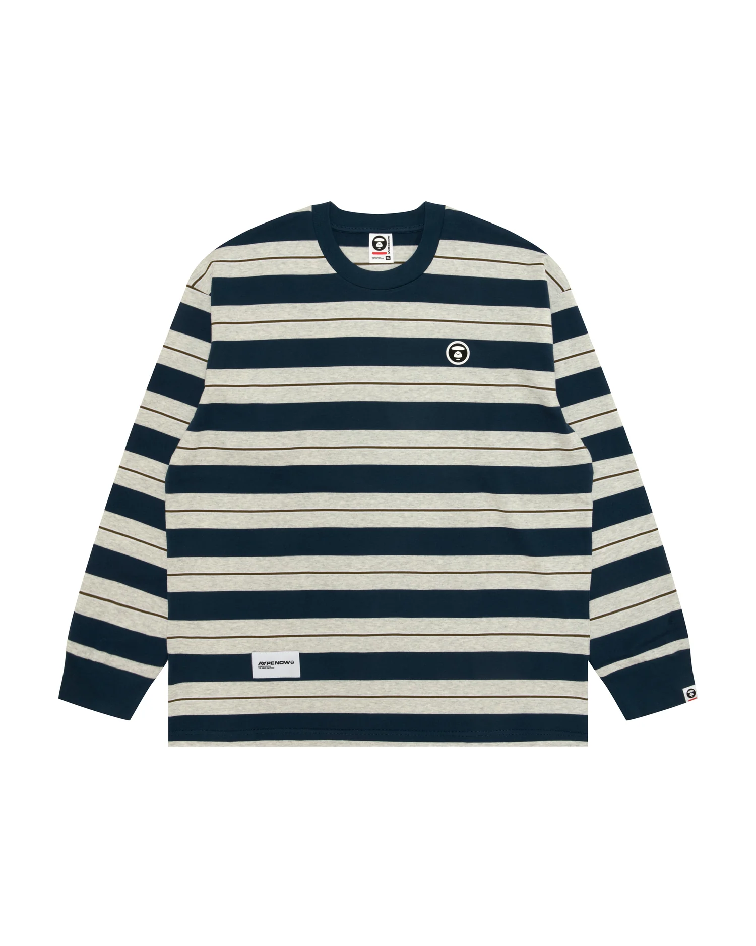 AAPENOW moonface striped long sleeve tee