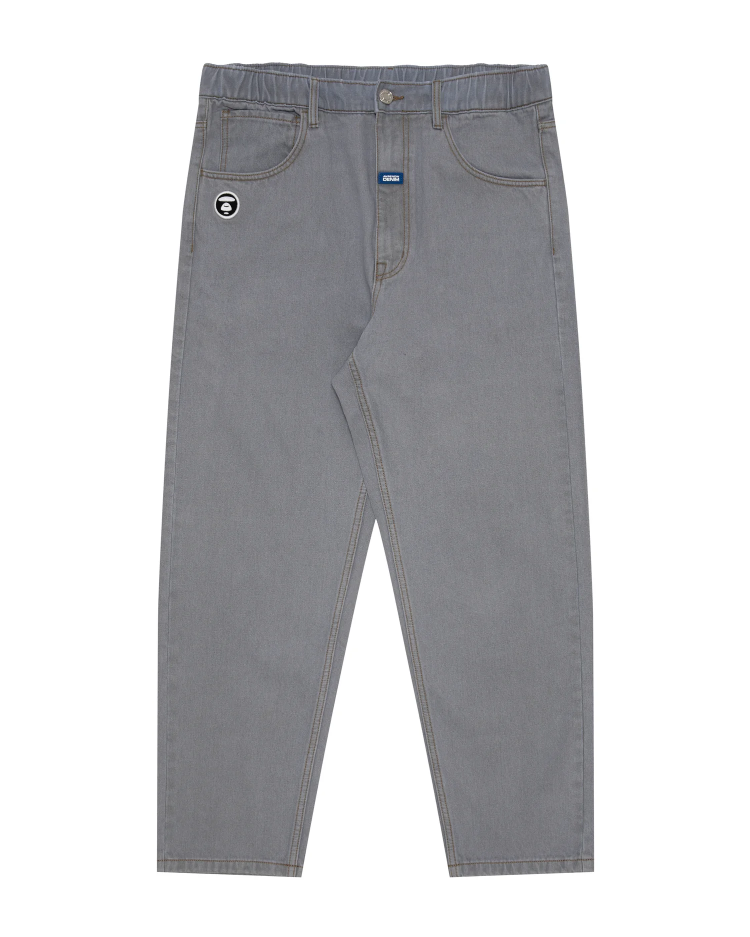 Moonface patch relaxed denim pants