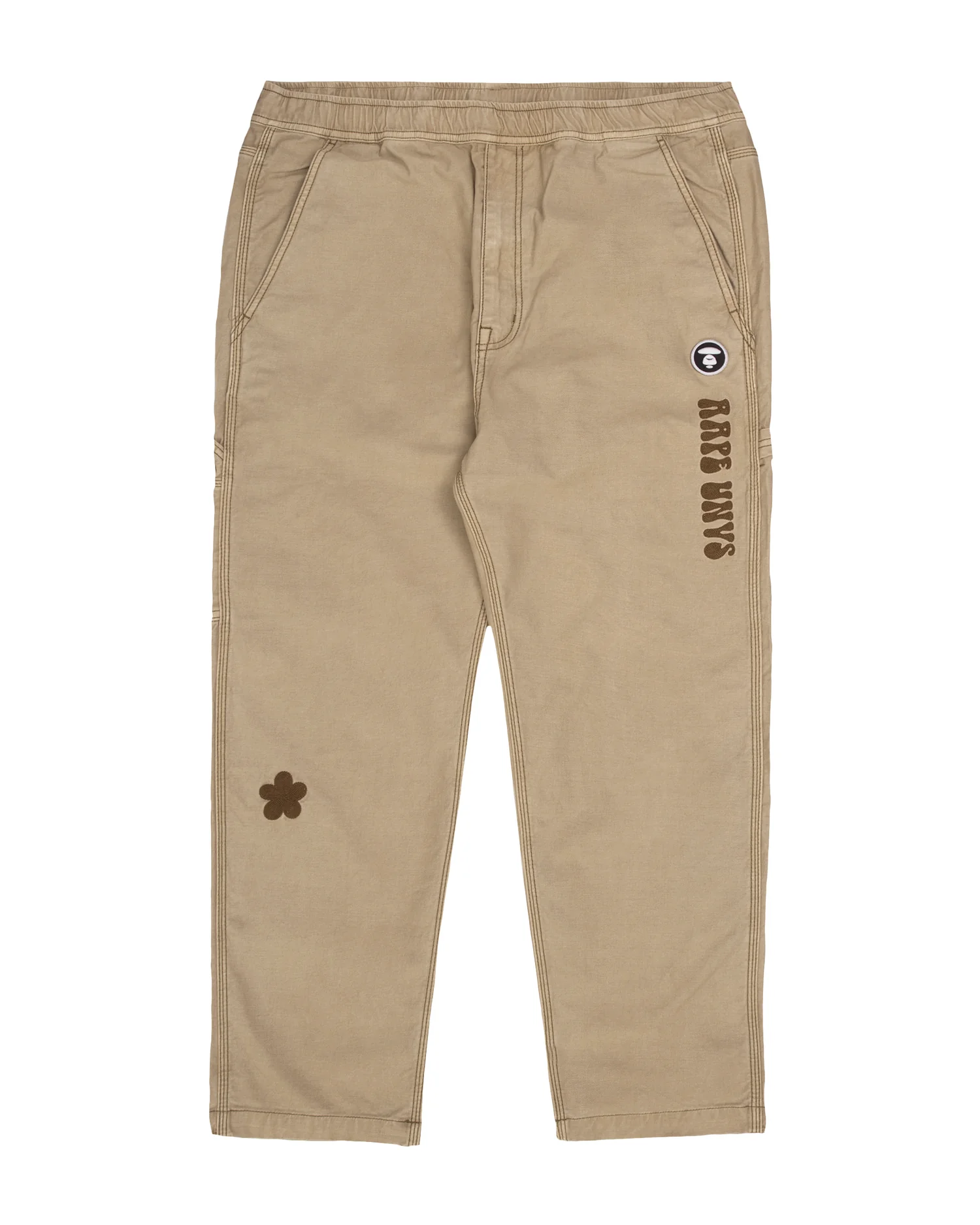Moonface embroidered patch carpenter pants
