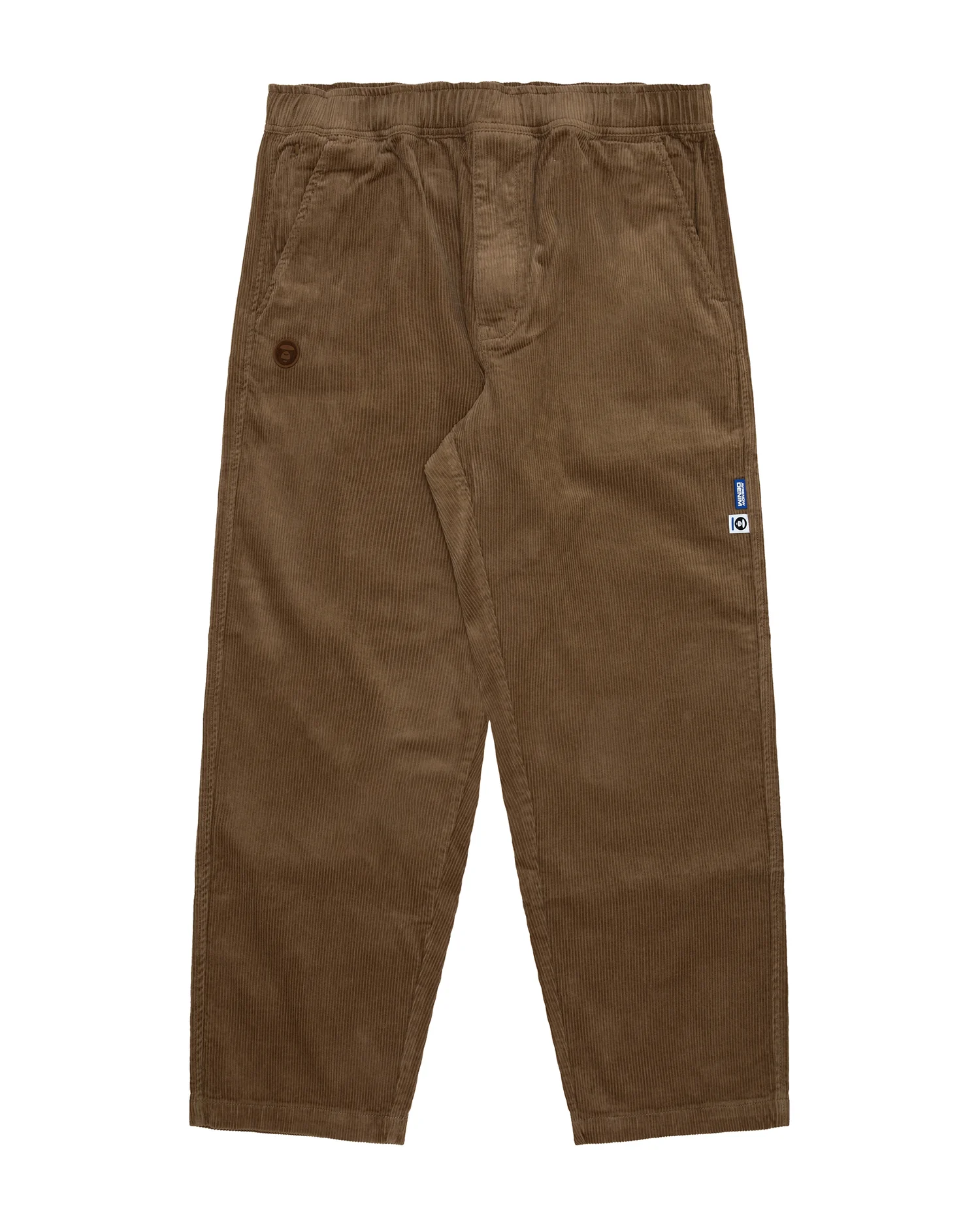 Moonface patch corduroy pants