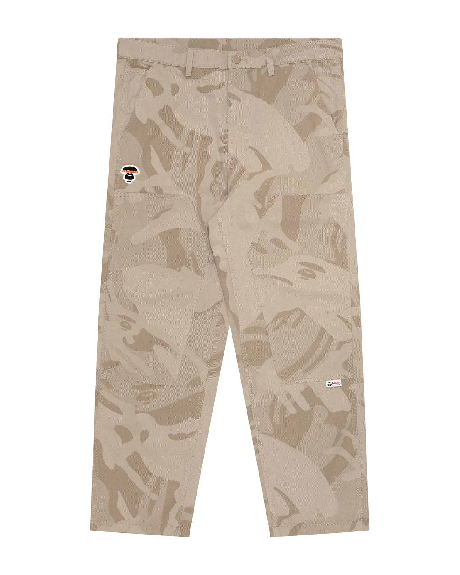 Moonface patch jacquard camo pants