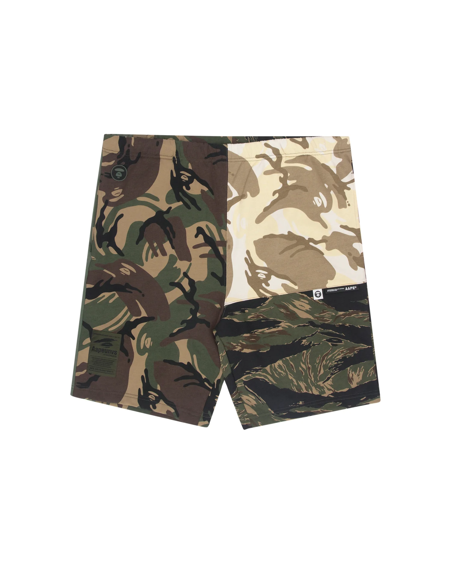 Moonface camo blocked shorts