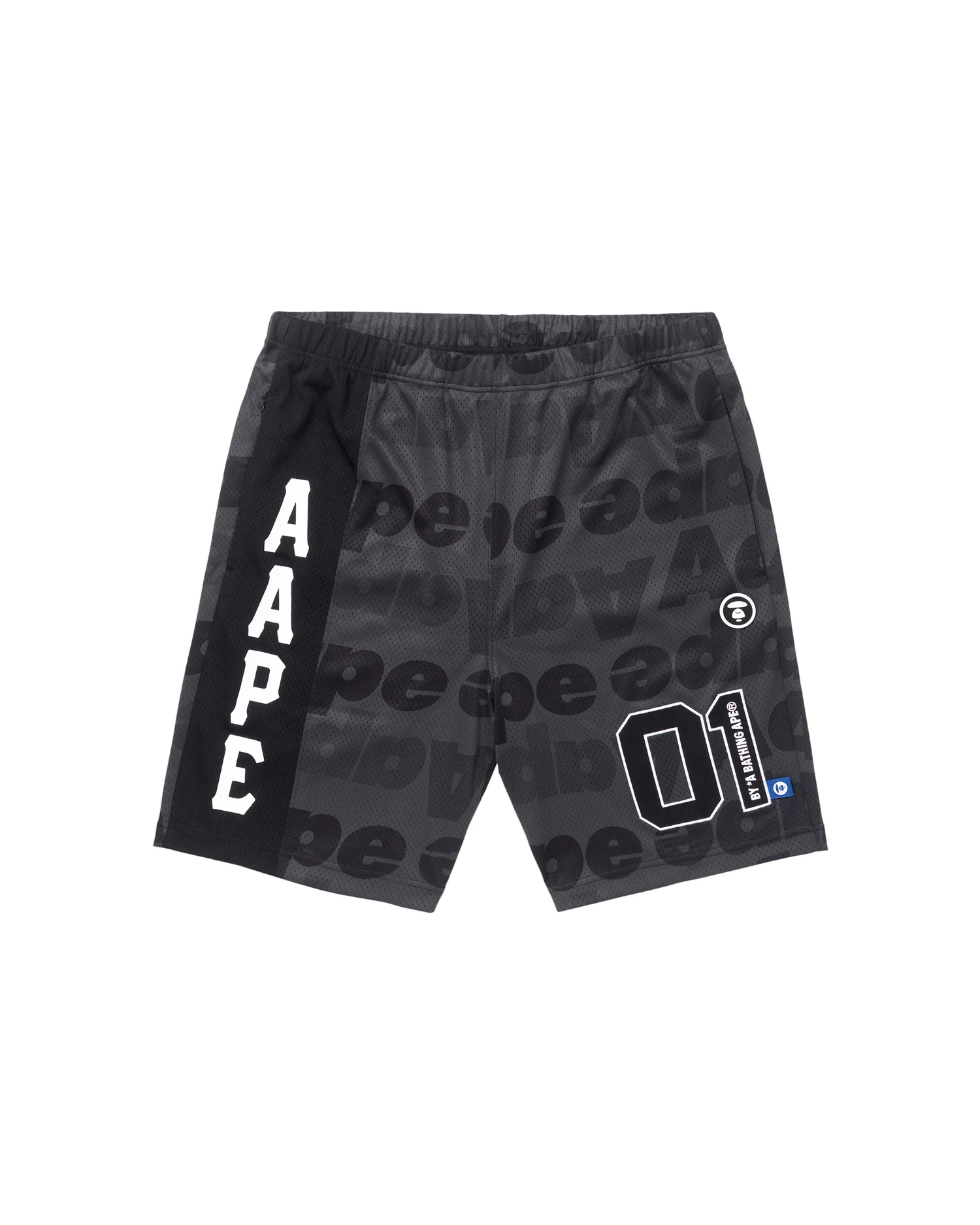 Moonface patterned mesh shorts