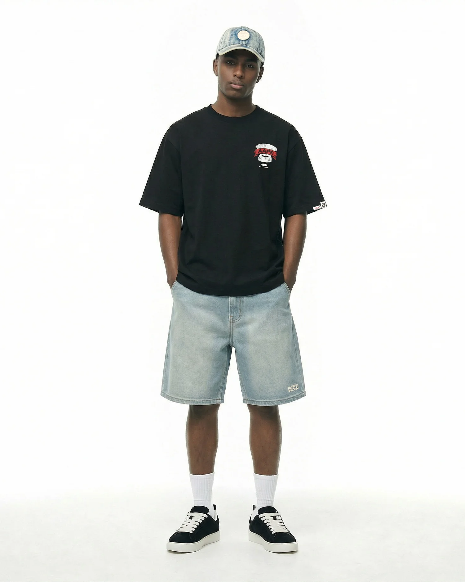 AAPENOW moonface denim shorts - Image 2