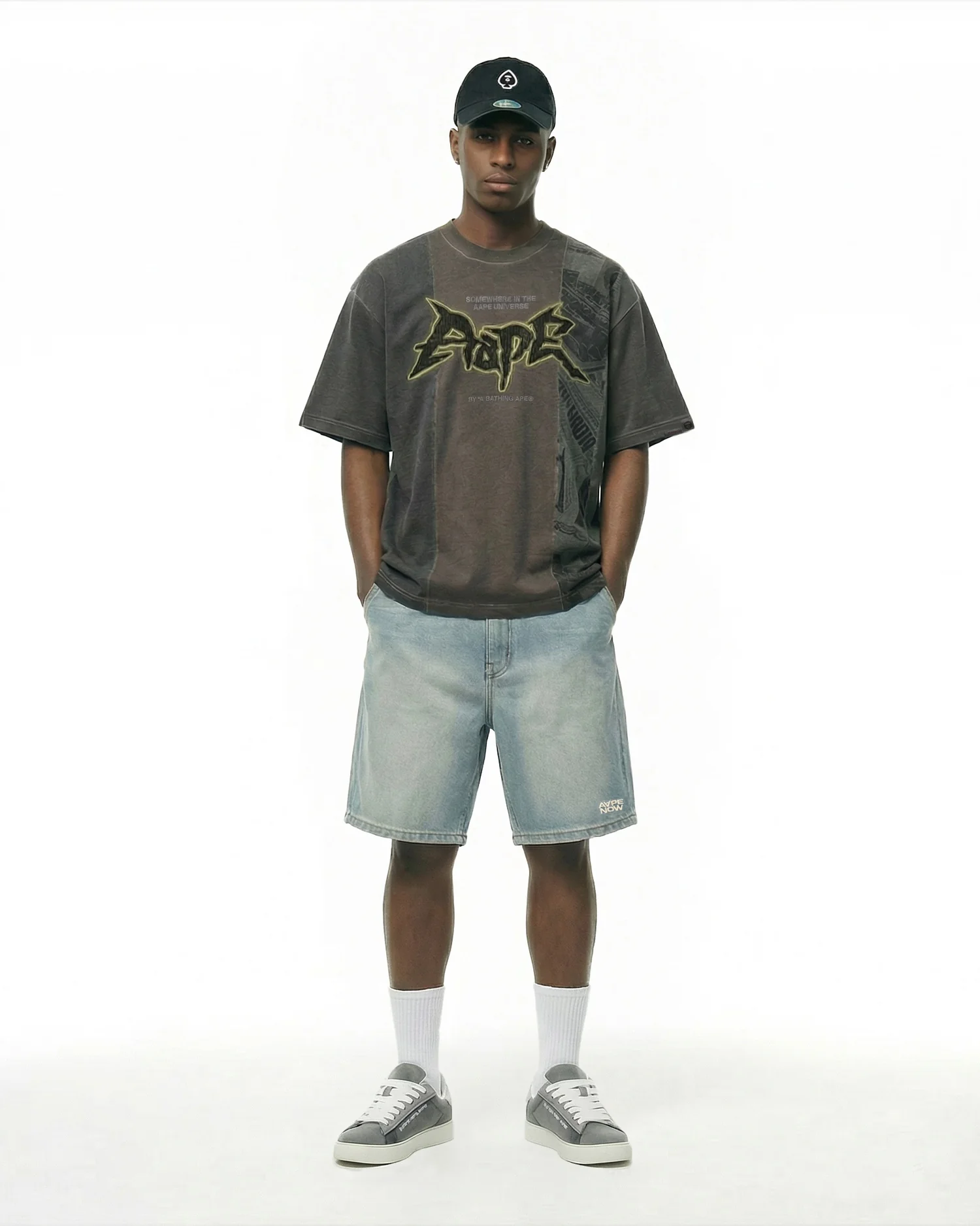 AAPENOW moonface denim shorts - Image 4
