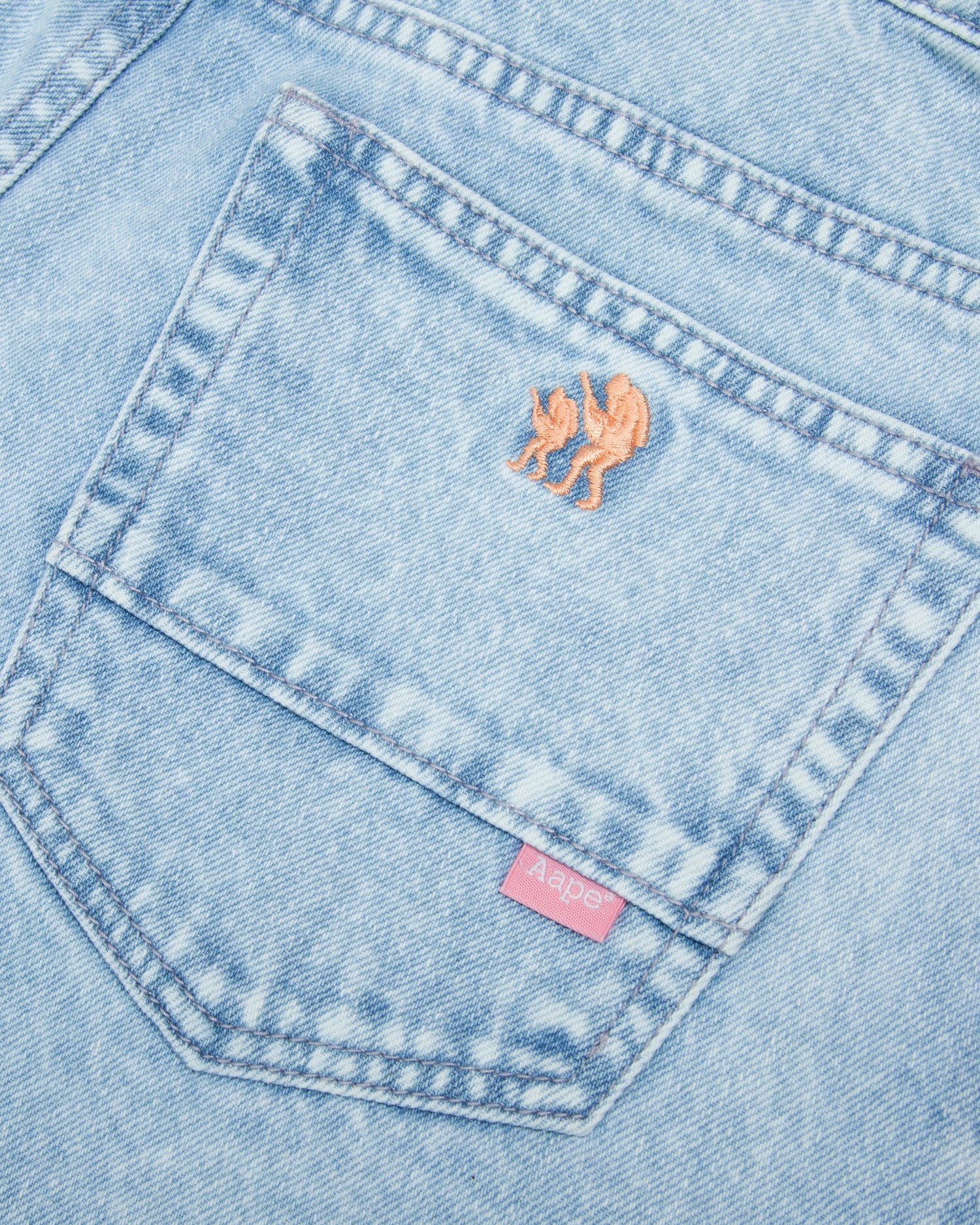 Moonface patch embroidered denim shorts - Image 10