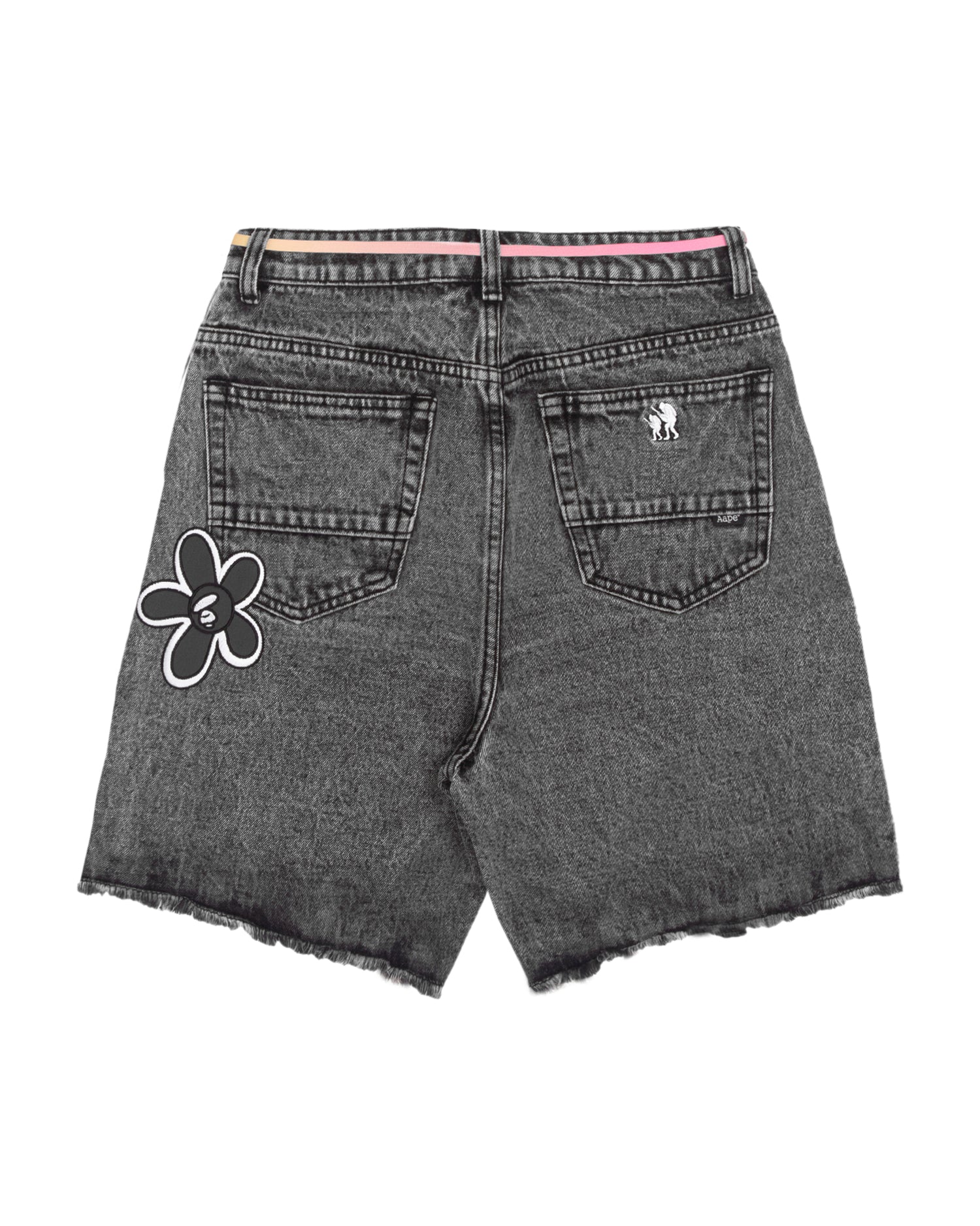Moonface patch embroidered denim shorts - Image 2