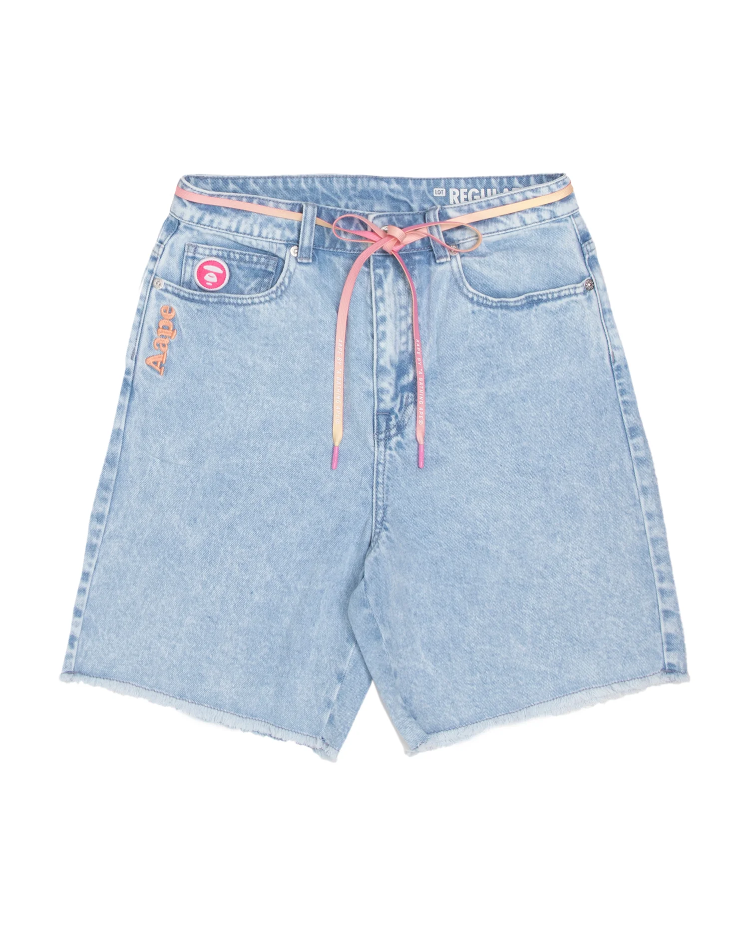 Moonface patch embroidered denim shorts - Image 6