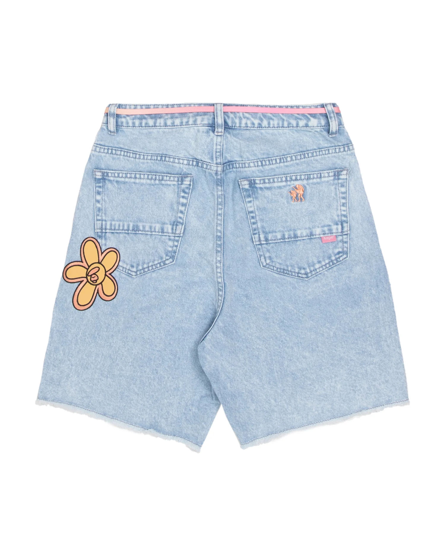 Moonface patch embroidered denim shorts - Image 7