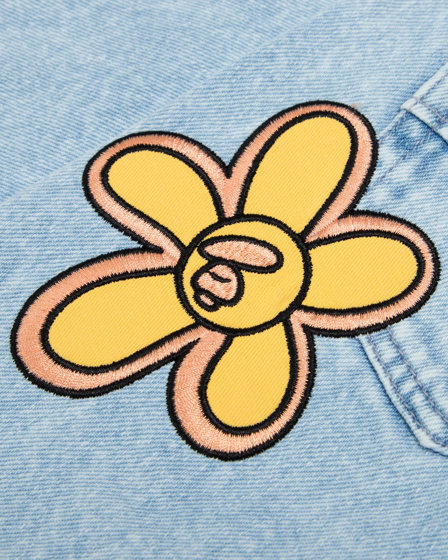 Moonface patch embroidered denim shorts - Image 9