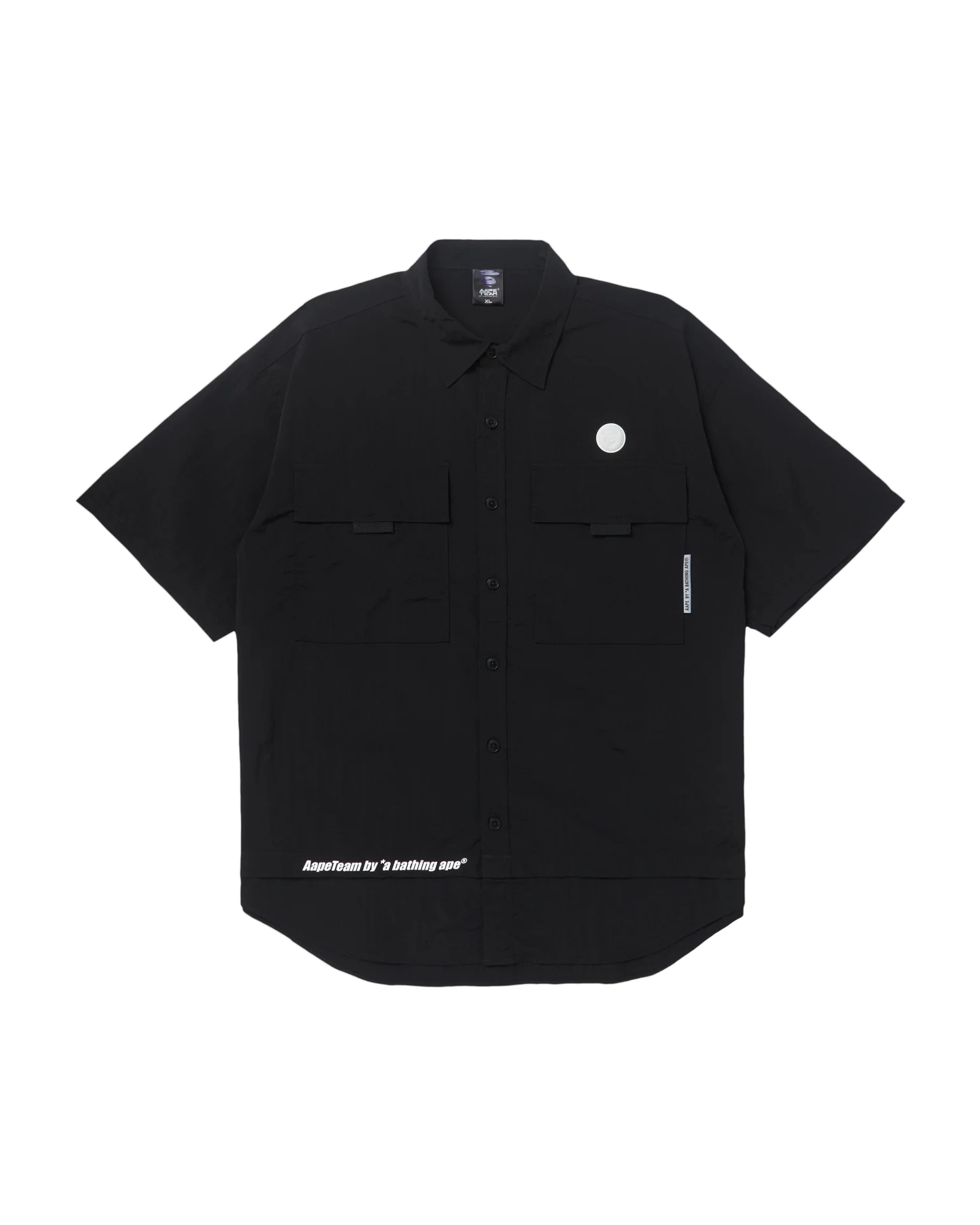 Moonface patch short-sleeve nylon shirt