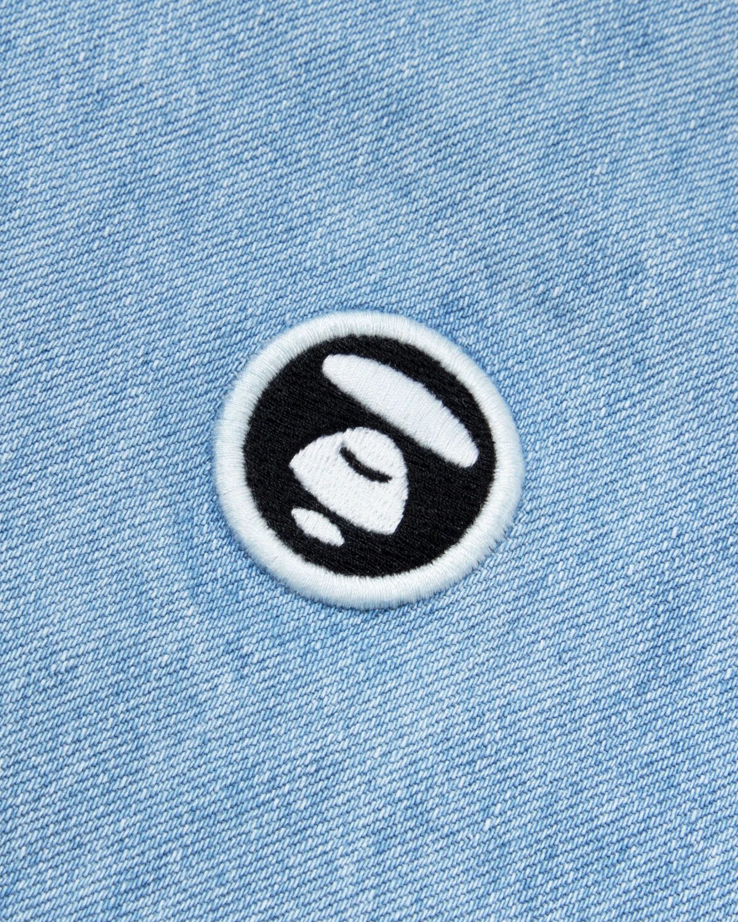 Moonface embroidered short-sleeve denim shirt - Image 3