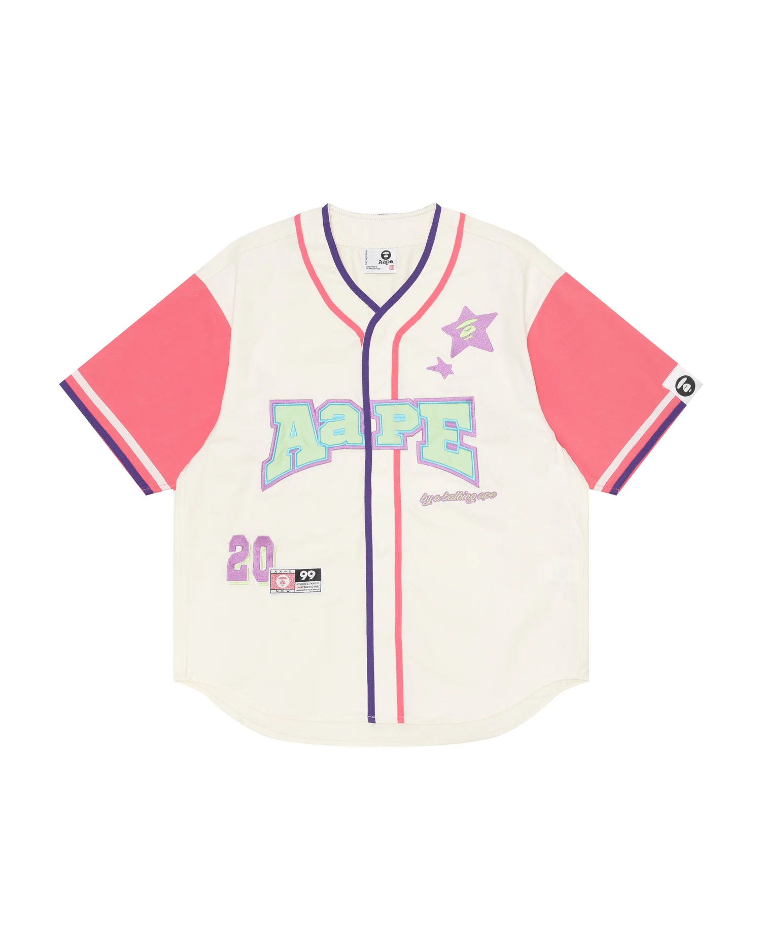 Moonface embroidered short-sleeve baseball shirt