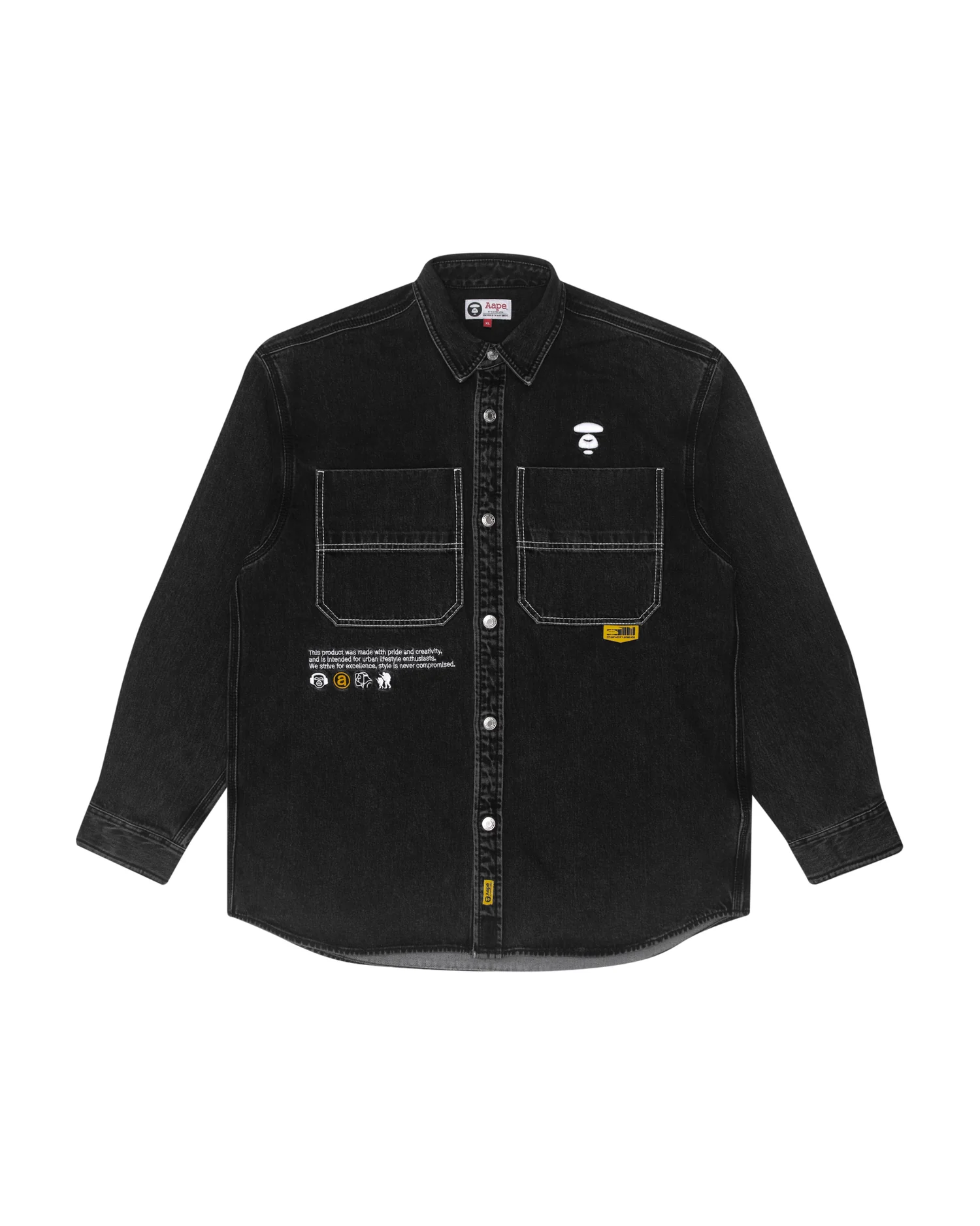 Moonface embroidered denim shirt