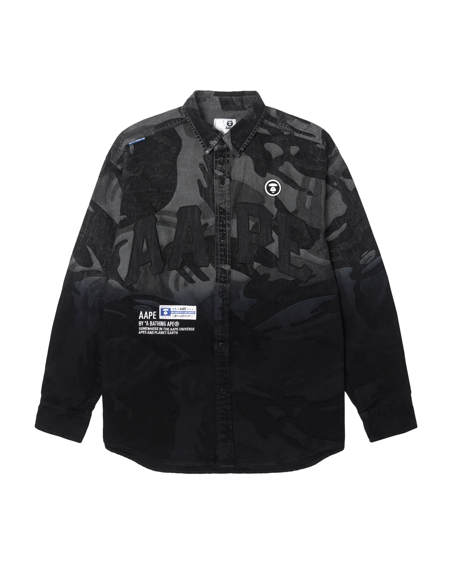 Moonface patch gradient camo shirt